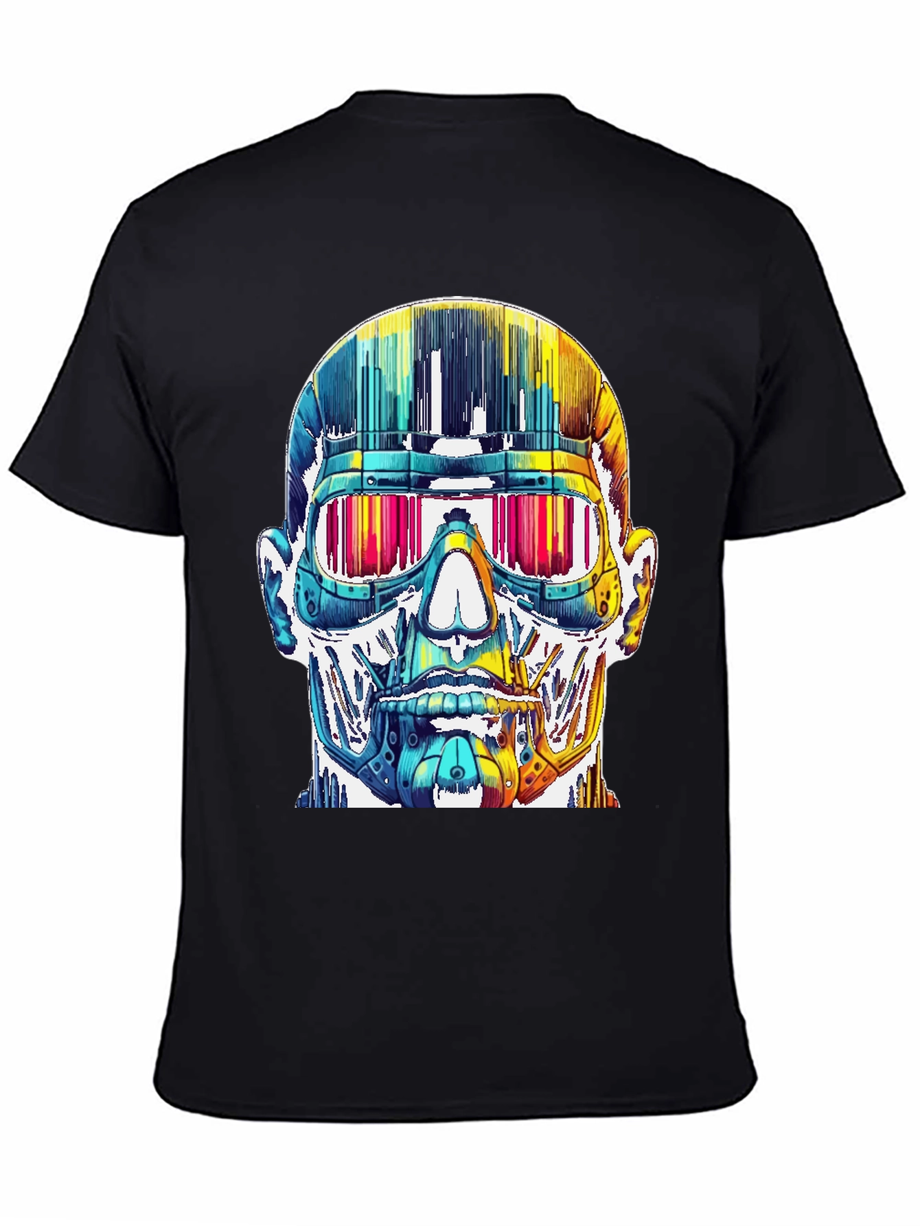 Black Cyberpunk Skull Graphic Tee view 4