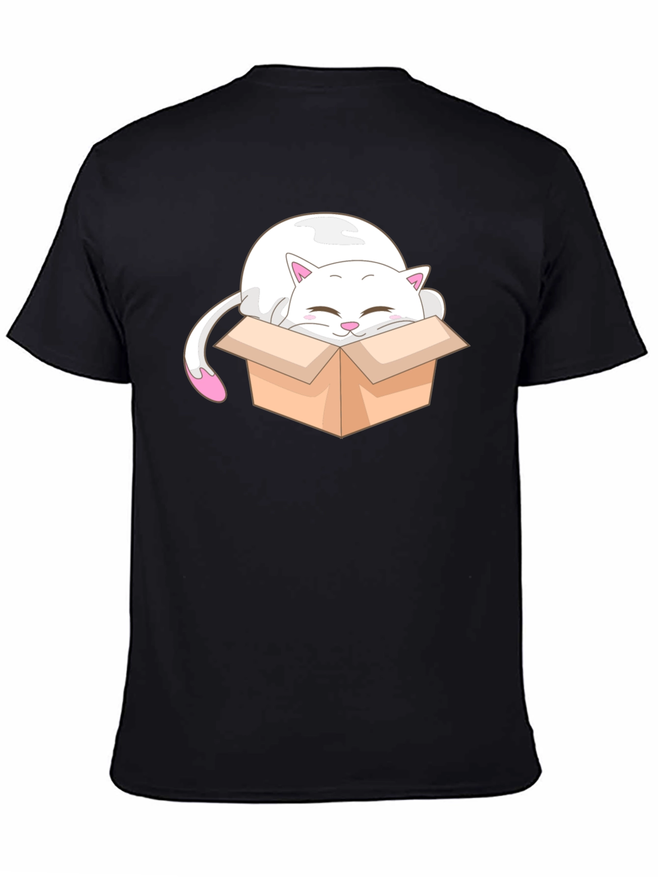 Black Cute Cat in Box Graphic T-Shirt view 4