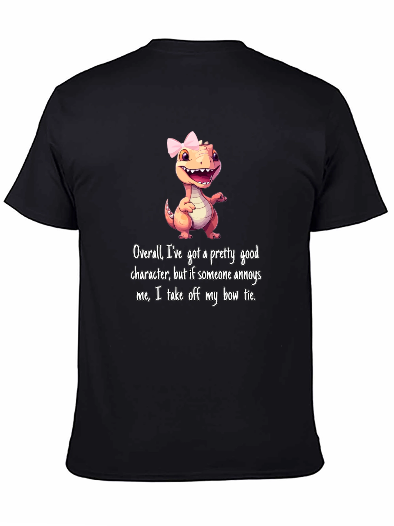 Black Dino Bow Tie T-Shirt: Good Character, But... view 4