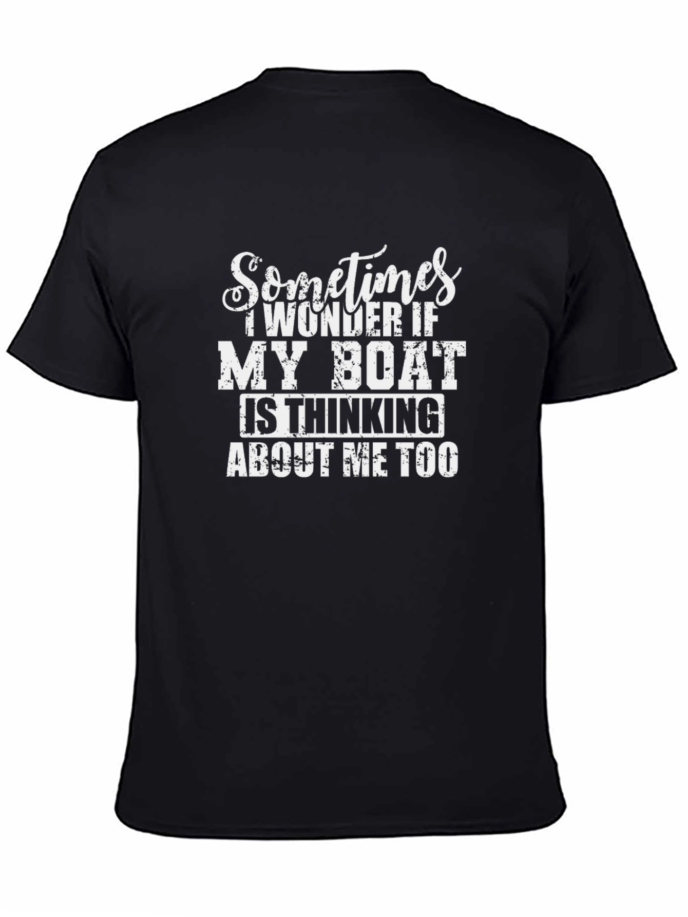 Black Funny Boating T-Shirt - Do Boats Think? view 4