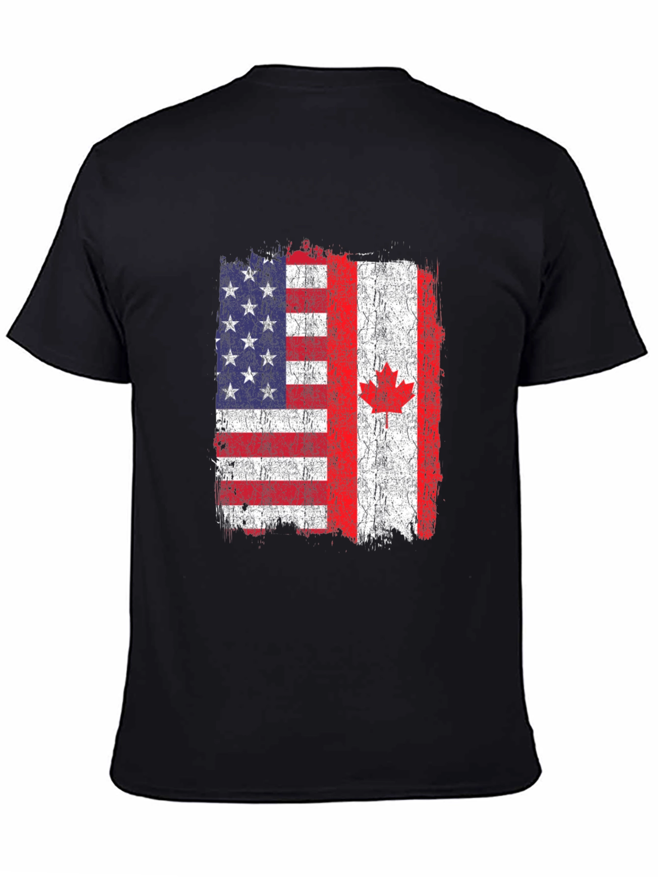 Black USA Canada Flag Graphic T-Shirt view 4
