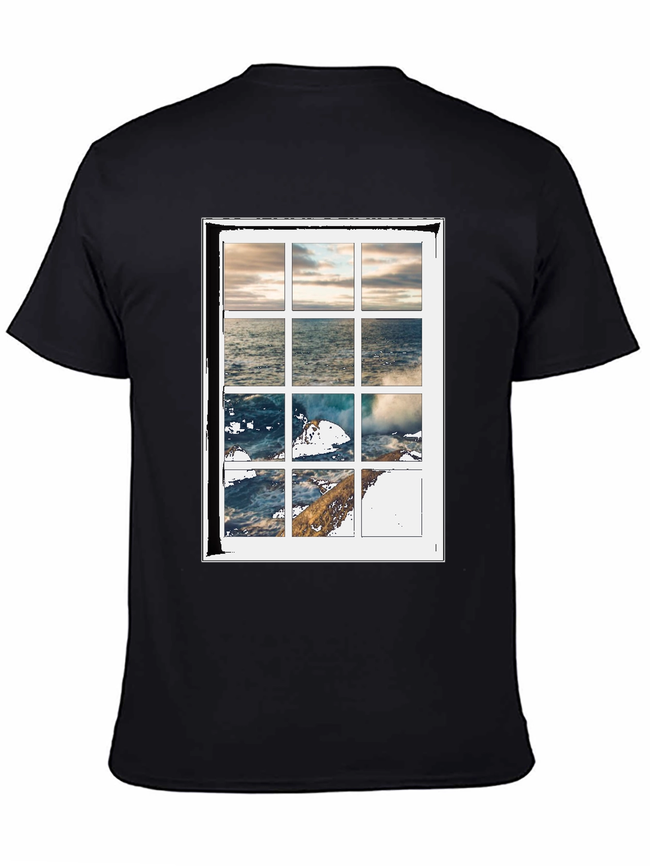 Black Ocean View Graphic Tee - Soft Cotton Blend view 4