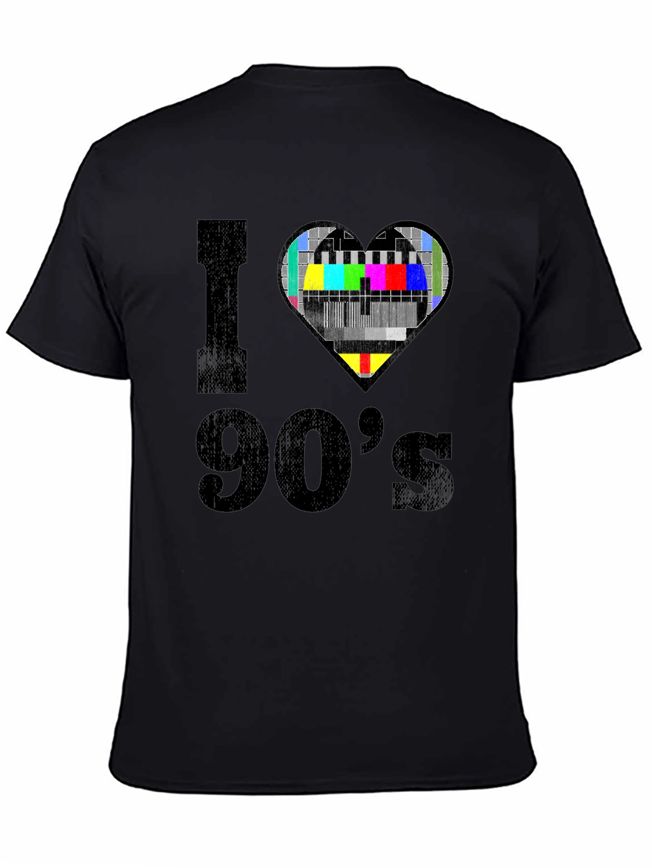 Black I Love 90's T-Shirt - Nostalgic TV Heart Design view 4
