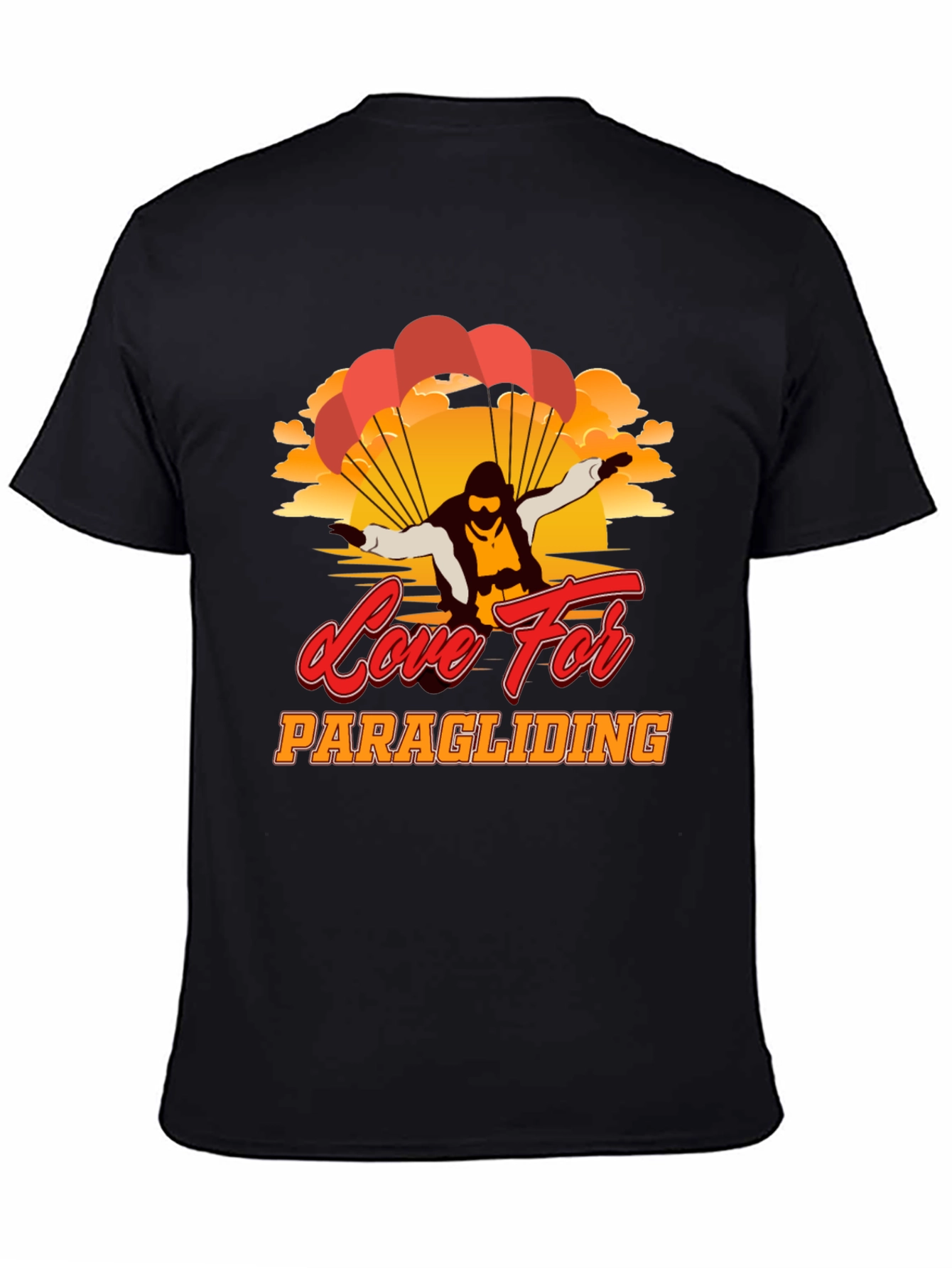 Black Paragliding Love Graphic Tee | Adventure Seeker Shirt view 4