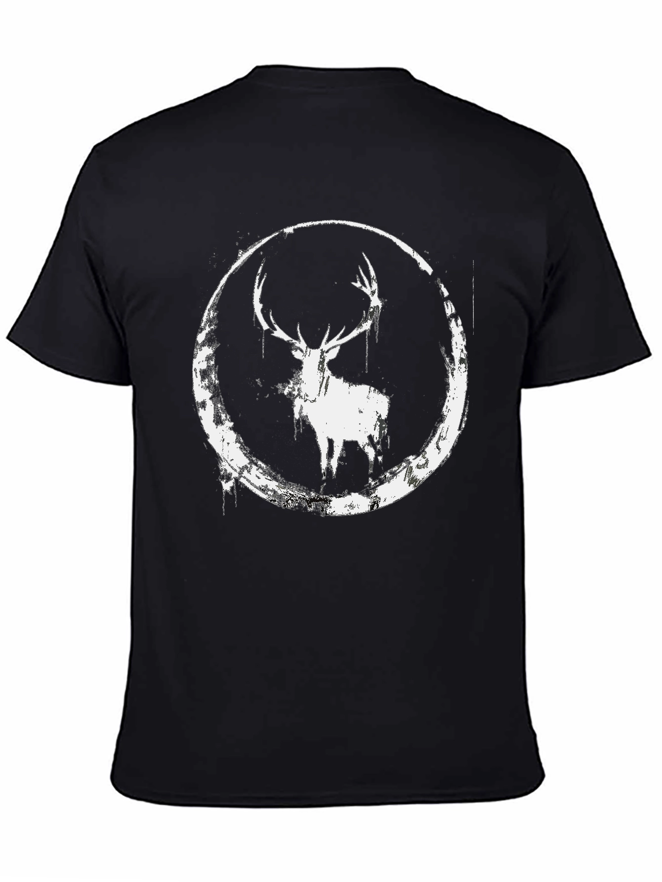 Black Deer Circle Graphic Black T-Shirt view 4