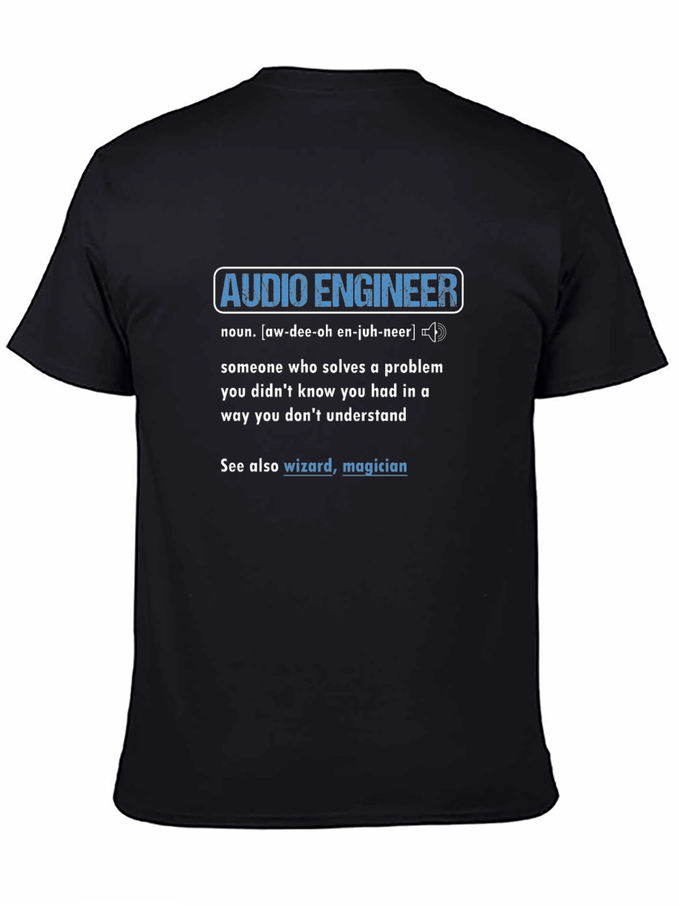 Black Audio Engineer Definition Graphic T-Shirt view 4