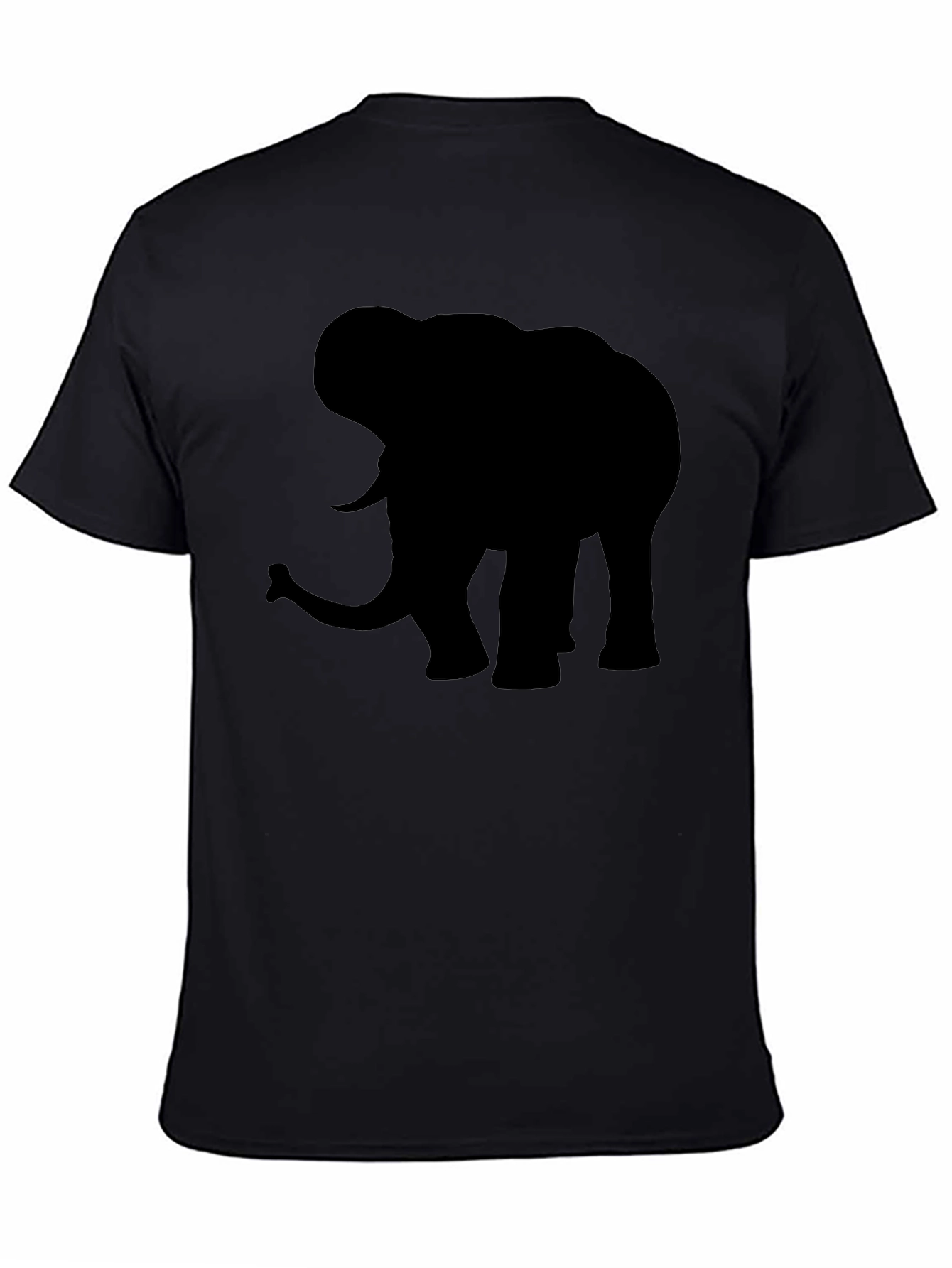 Black Elephant Silhouette Black T-Shirt view 4