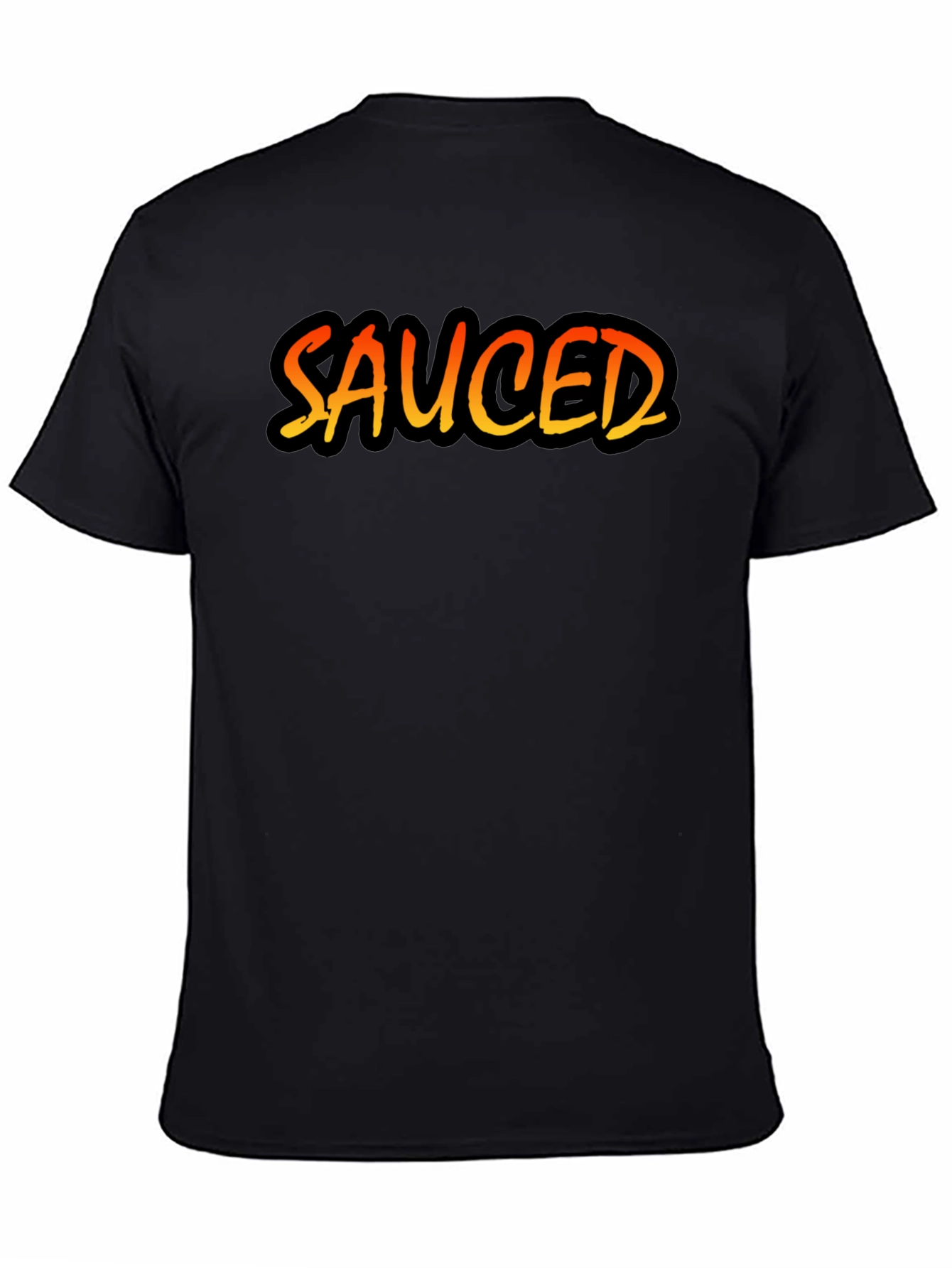 Black Sauced Graphic Tee - Black Cotton Blend T-Shirt view 4