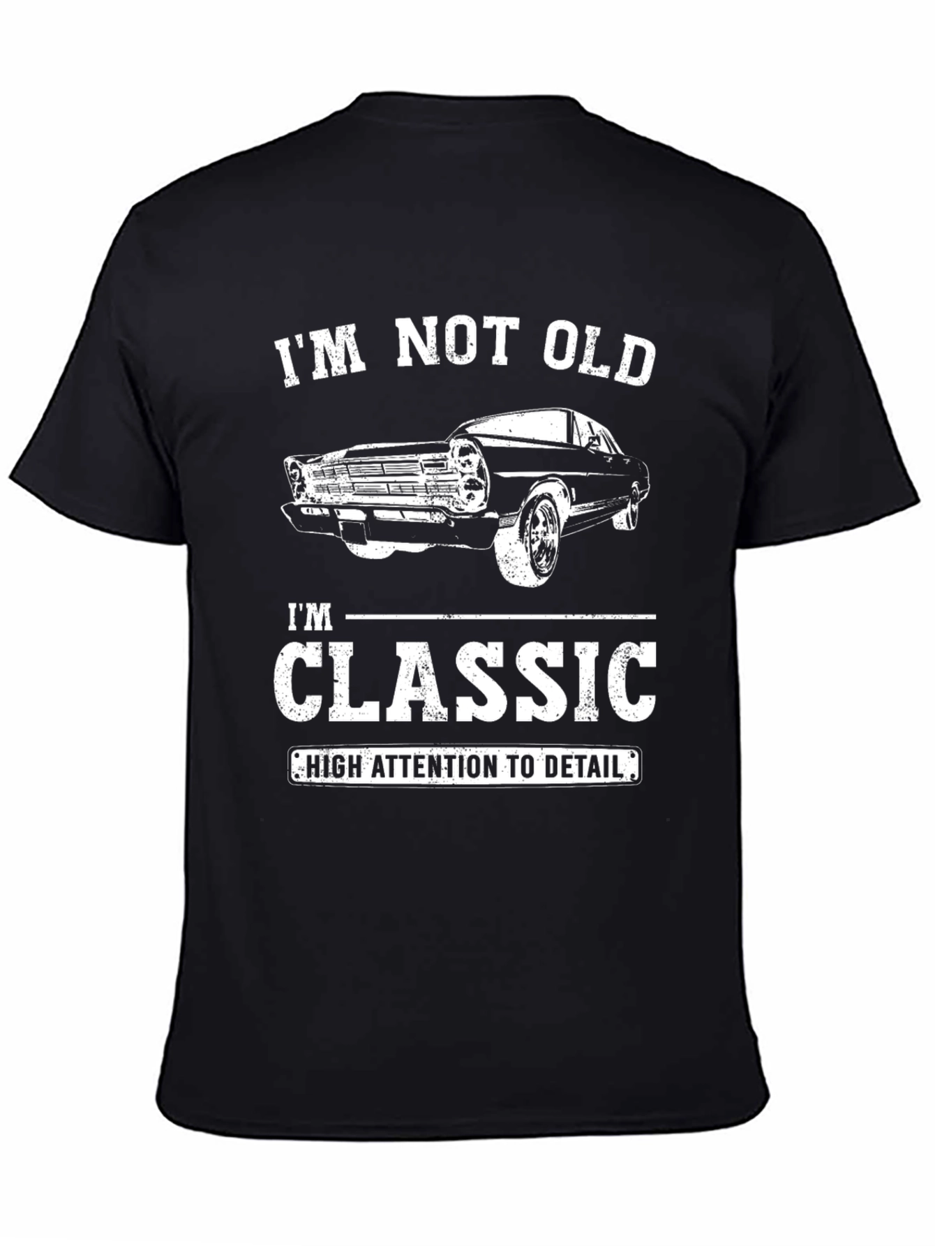 Black Classic Car T-Shirt - I'm Not Old, I'm Classic! view 4