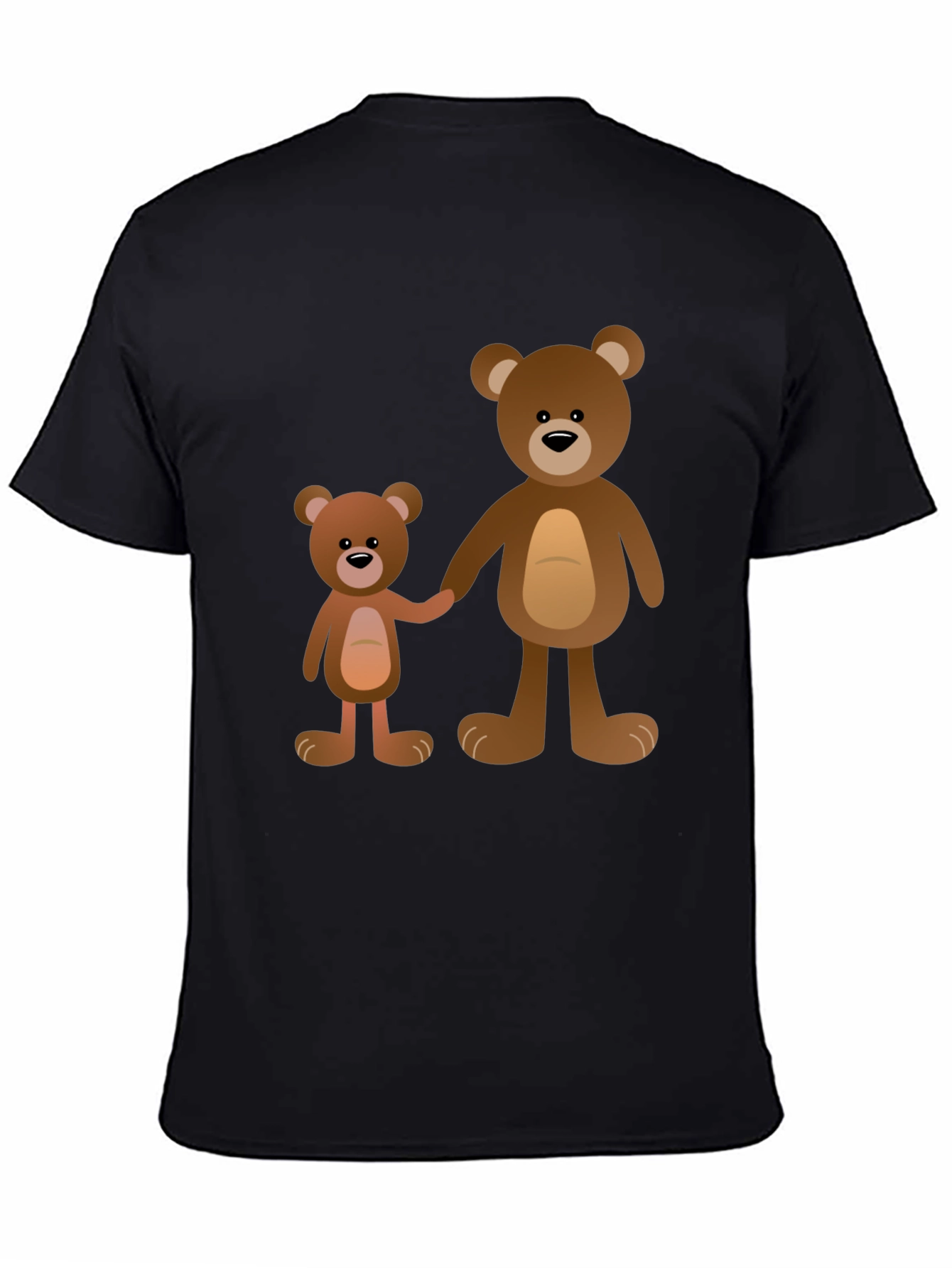 Black Cute Teddy Bear Family Black T-Shirt view 4