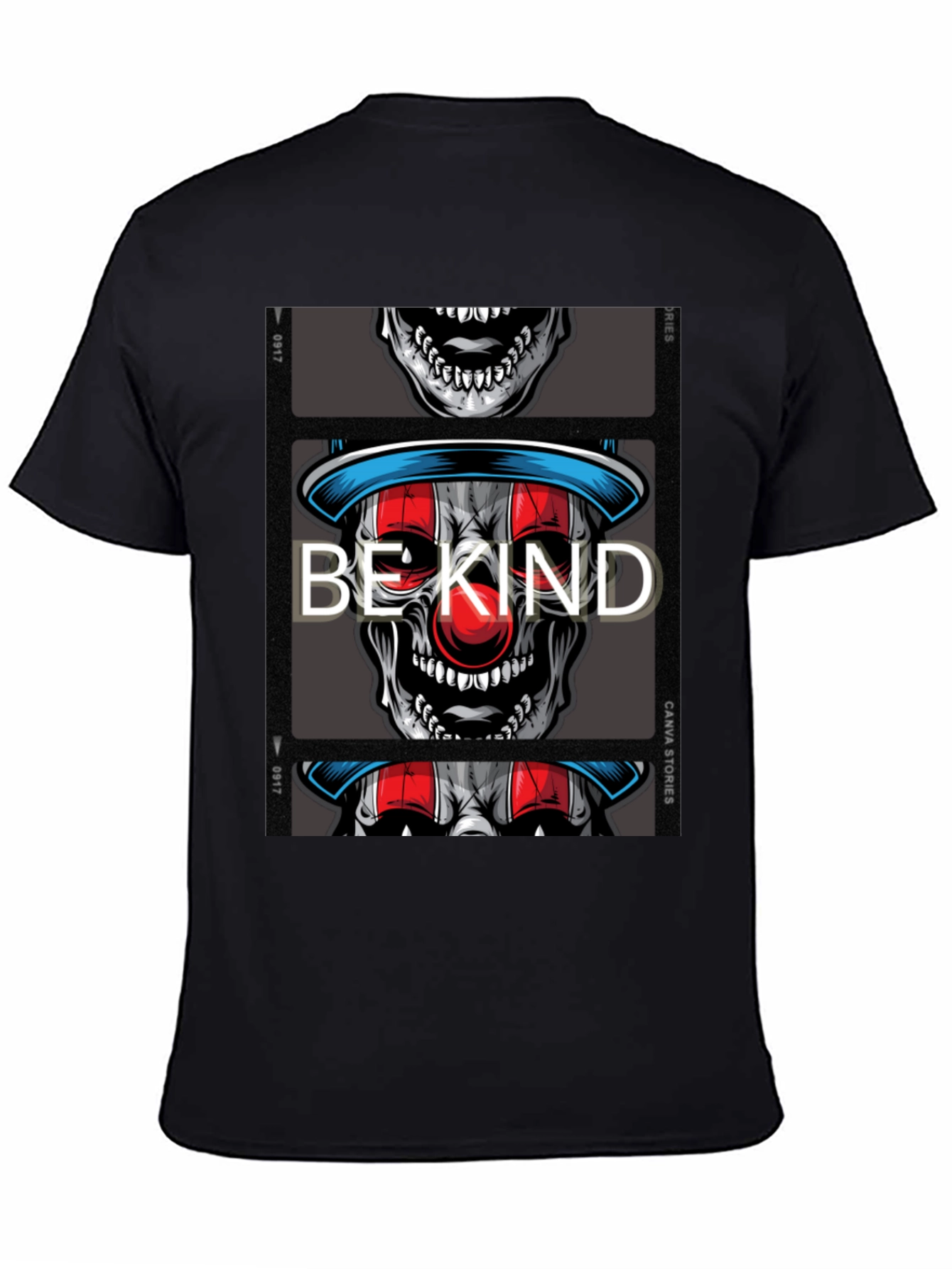 Black Be Kind Clown Skull Graphic T-Shirt view 4