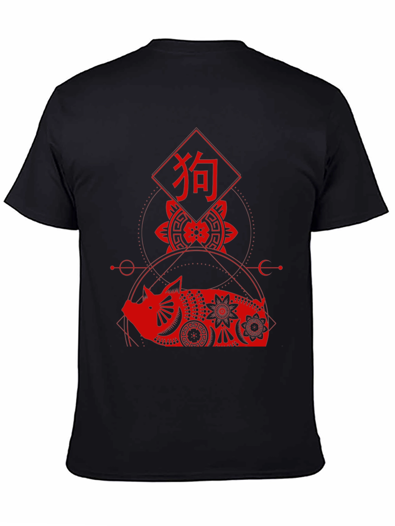 Black Zodiac Pig Graphic Tee - Stylish Lunar New Year Shirt view 4