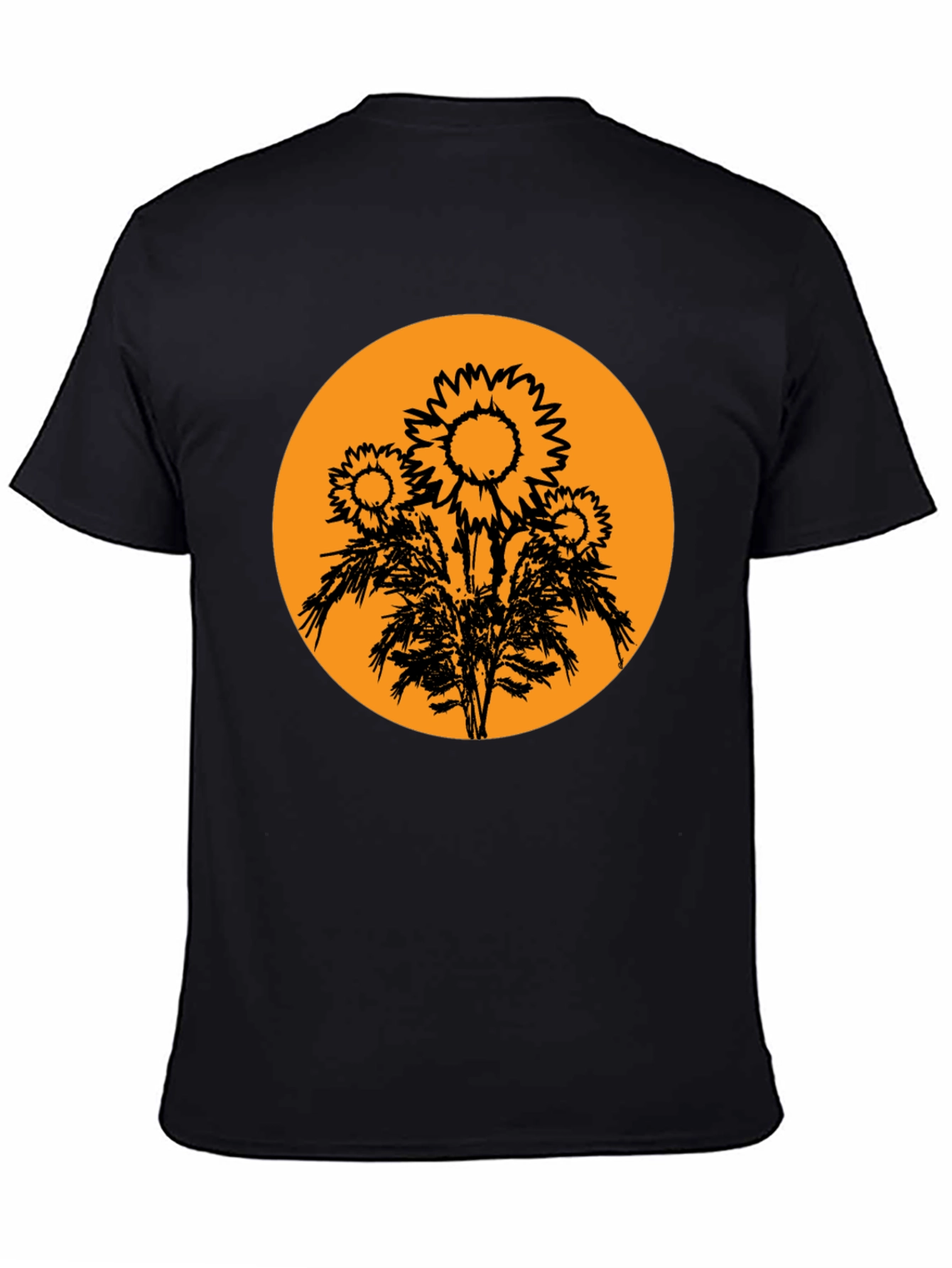 Black Sunflower Graphic Tee - Black Cotton T-Shirt view 4