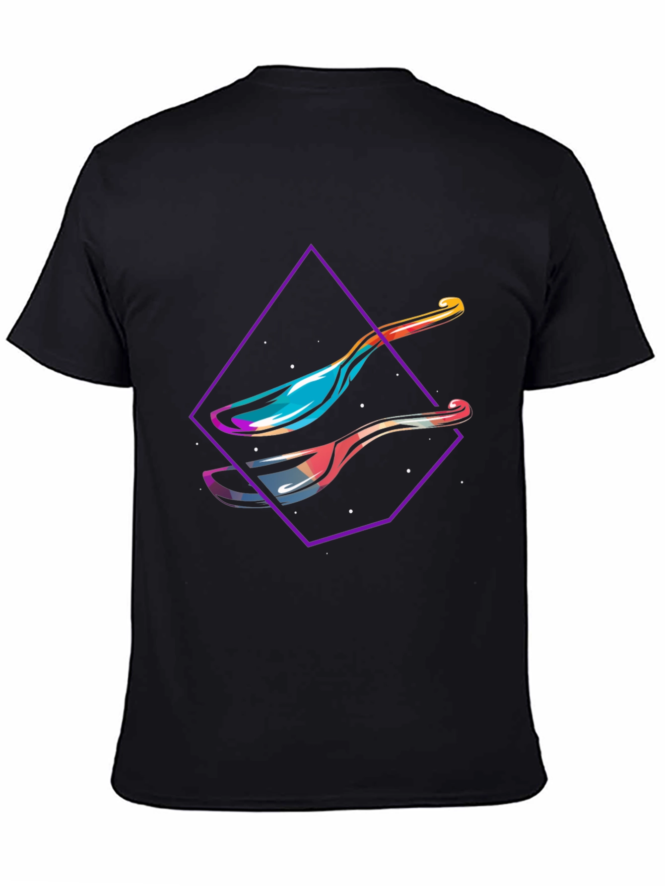 Black Modern Spoon Graphic Tee - Abstract Design Shirt view 4