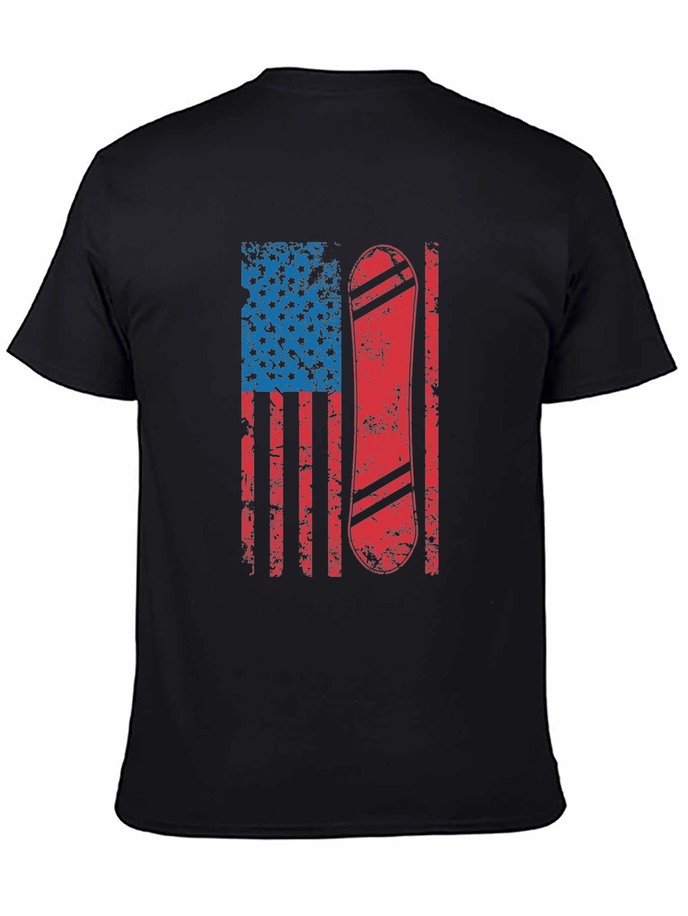 Black American Flag Snowboard T-Shirt view 4