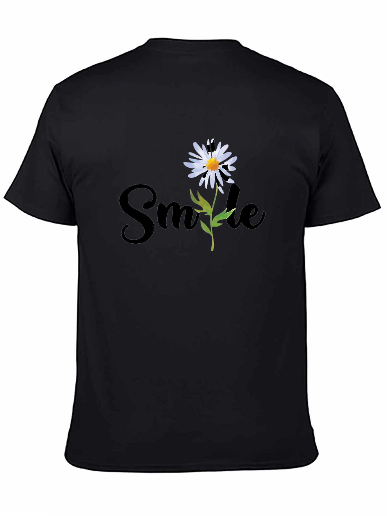 Black Smile Daisy Graphic Tee - Black view 4