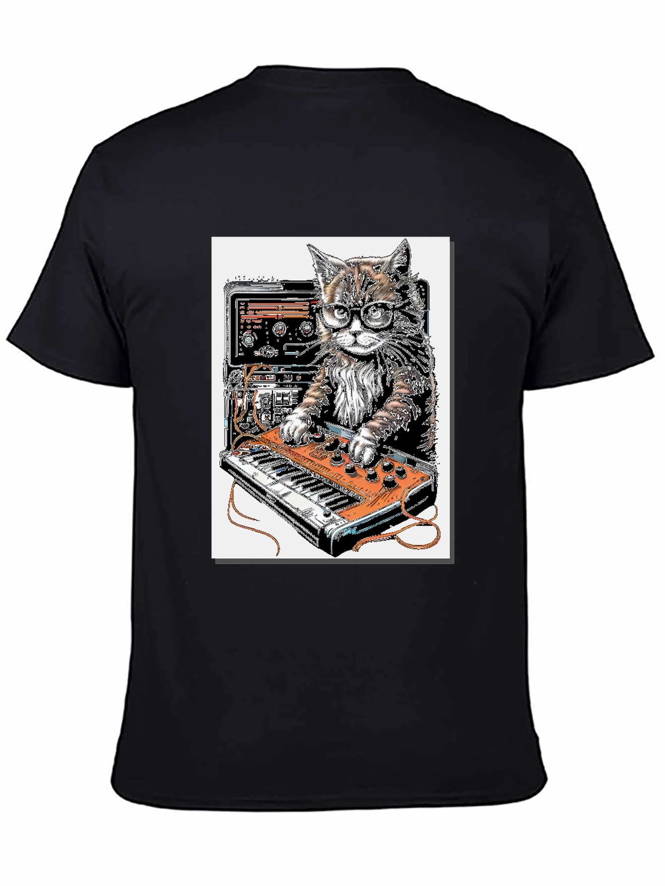 Black Cool Cat DJ Graphic T-Shirt view 4