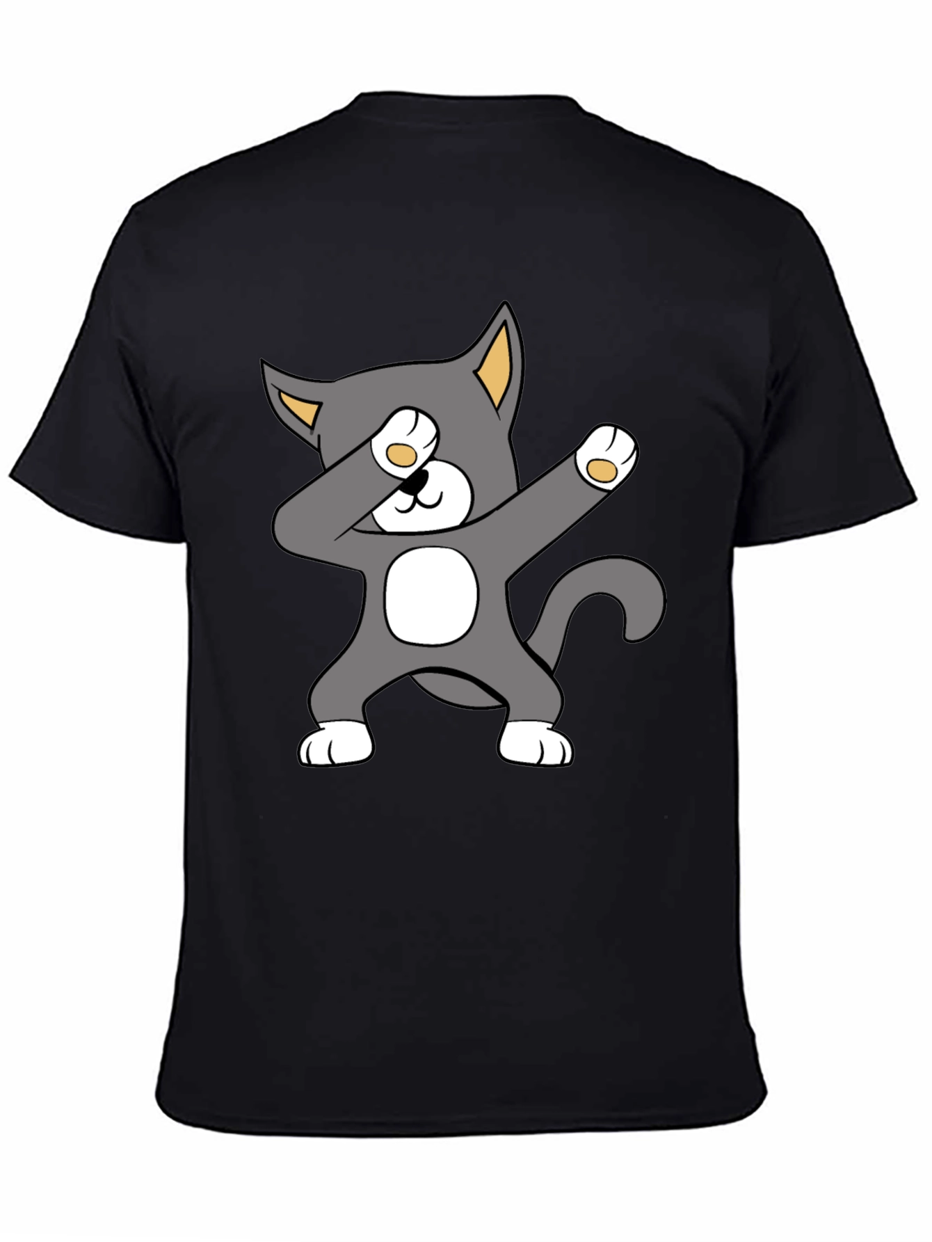 Black Dabbing Cat Graphic Tee - Trendy Style view 4
