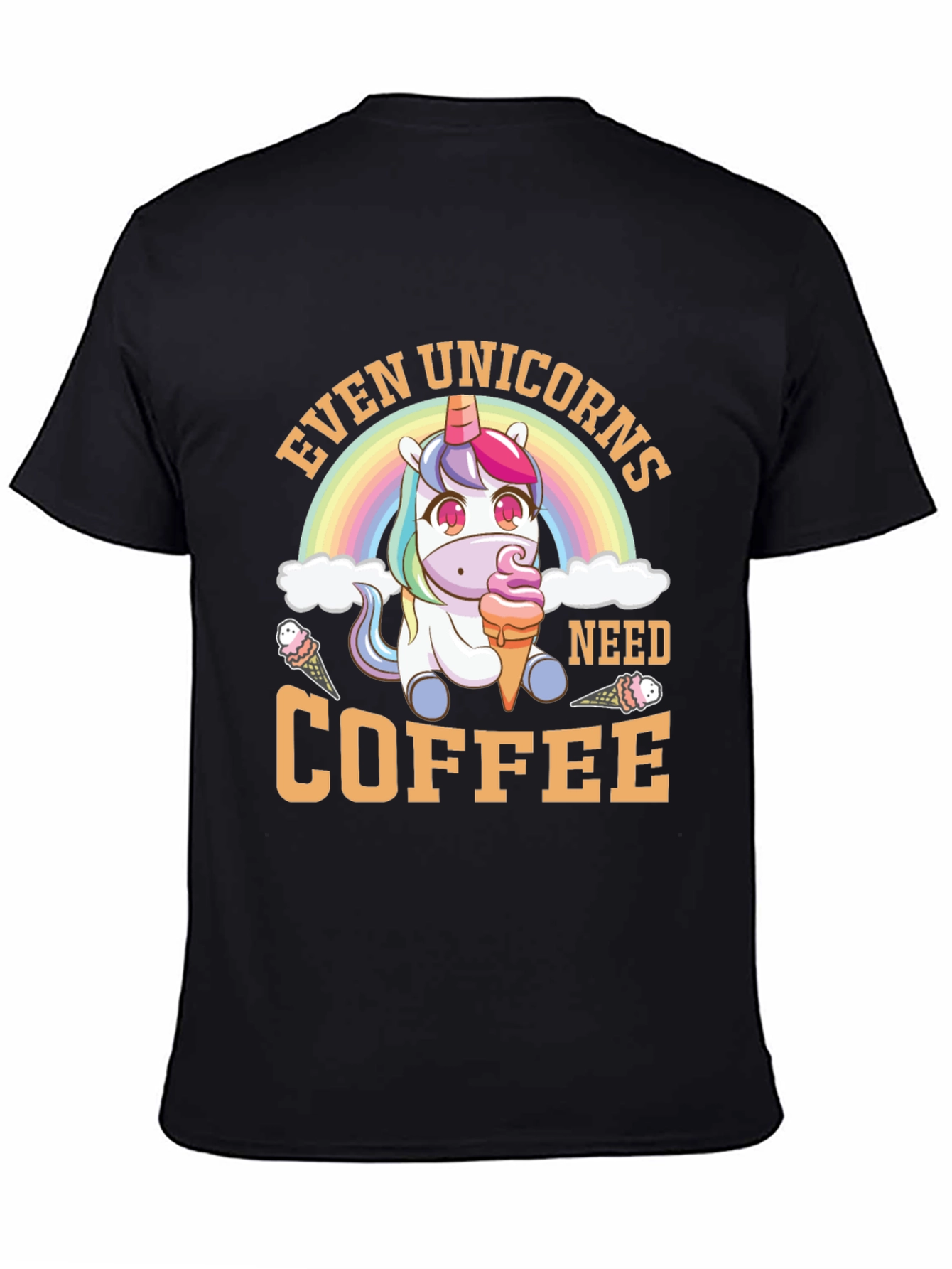 Black Unicorn Coffee T-Shirt: Even Unicorns Need Coffee view 4