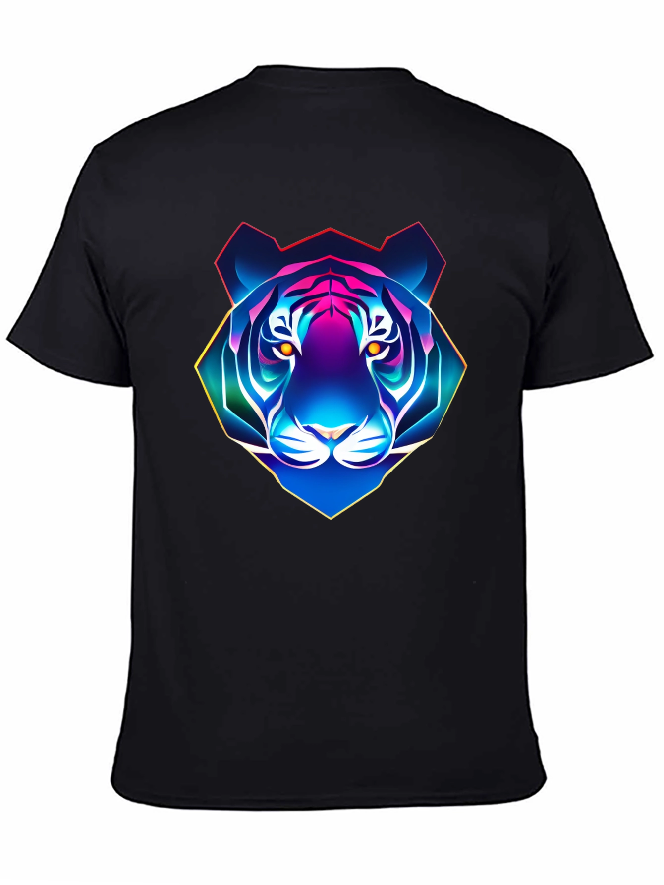 Black Neon Tiger Graphic T-Shirt - Men's Black Tee view 4