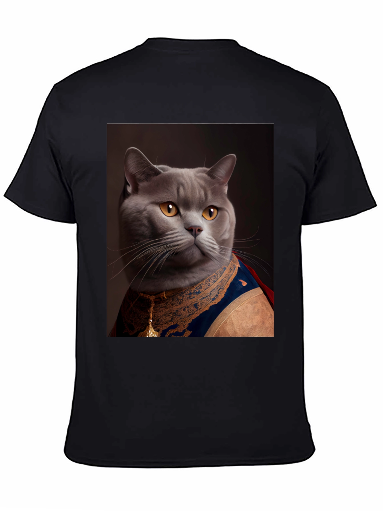 Black Regal Cat T-Shirt - Funny Pet Portrait Tee view 4
