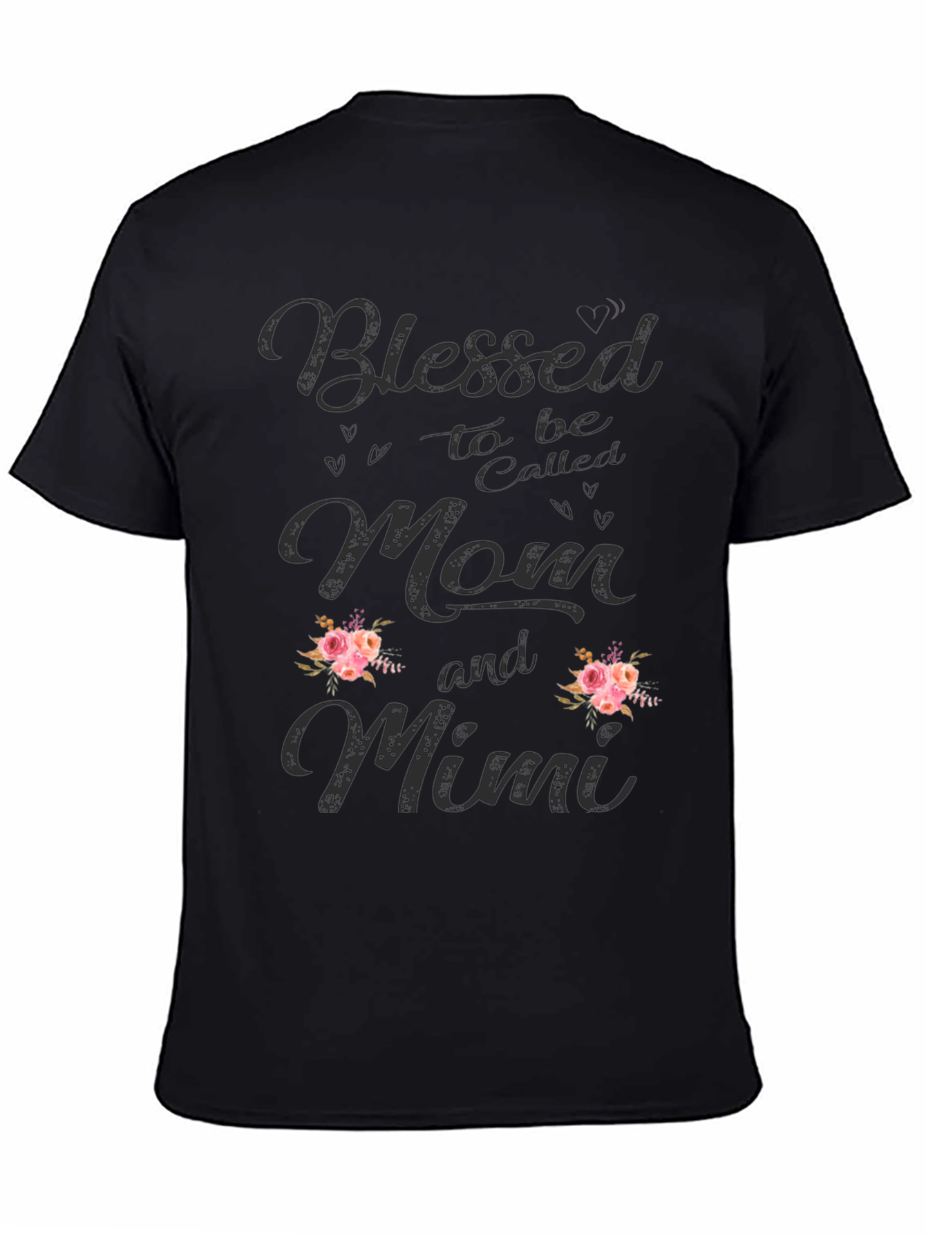 Black Blessed Mom and Mimi Floral Graphic Tee view 4