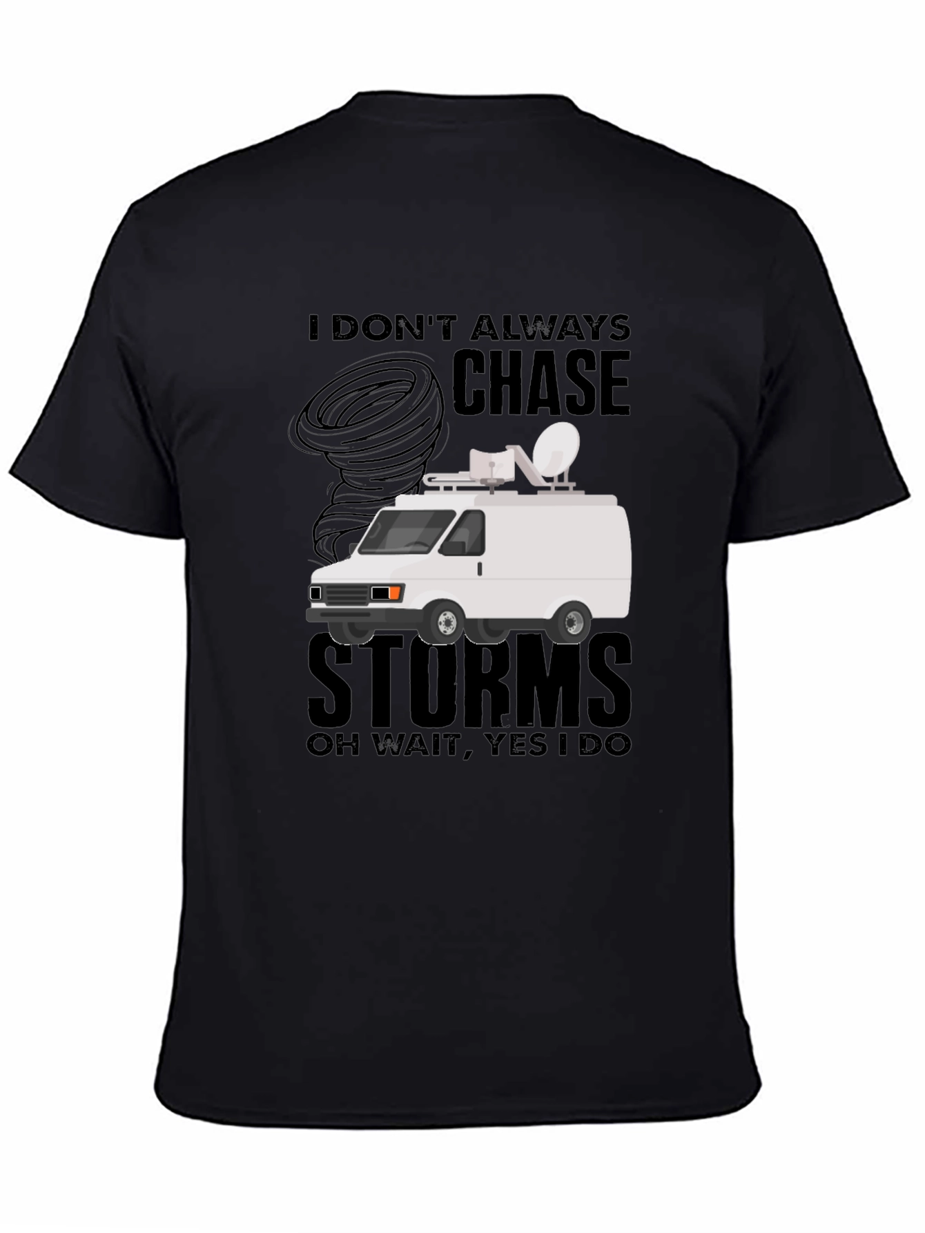 Black Storm Chaser T-Shirt - Funny Weather Van Tee view 4