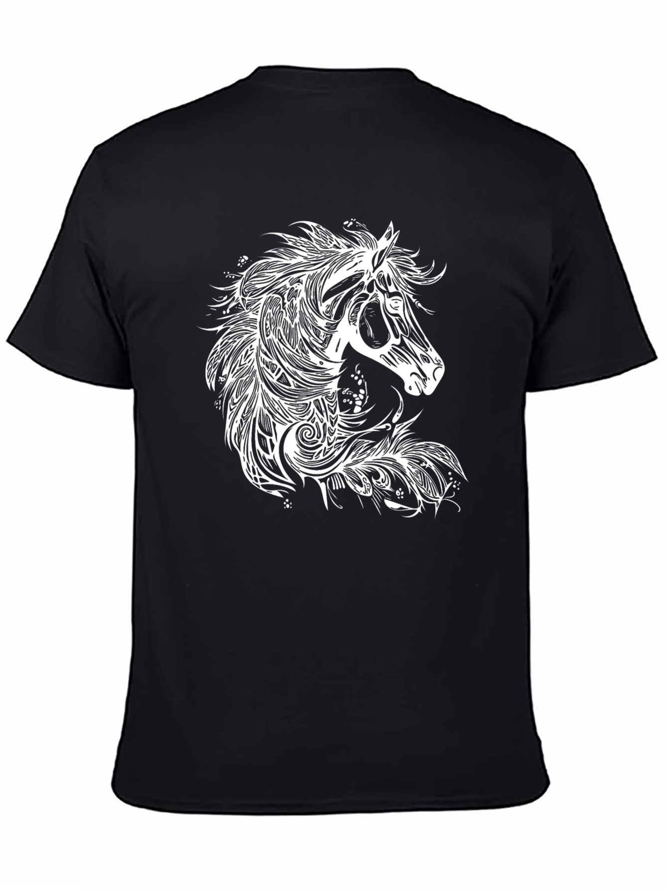 Black Horse Graphic Tee - Black Cotton T-Shirt view 4