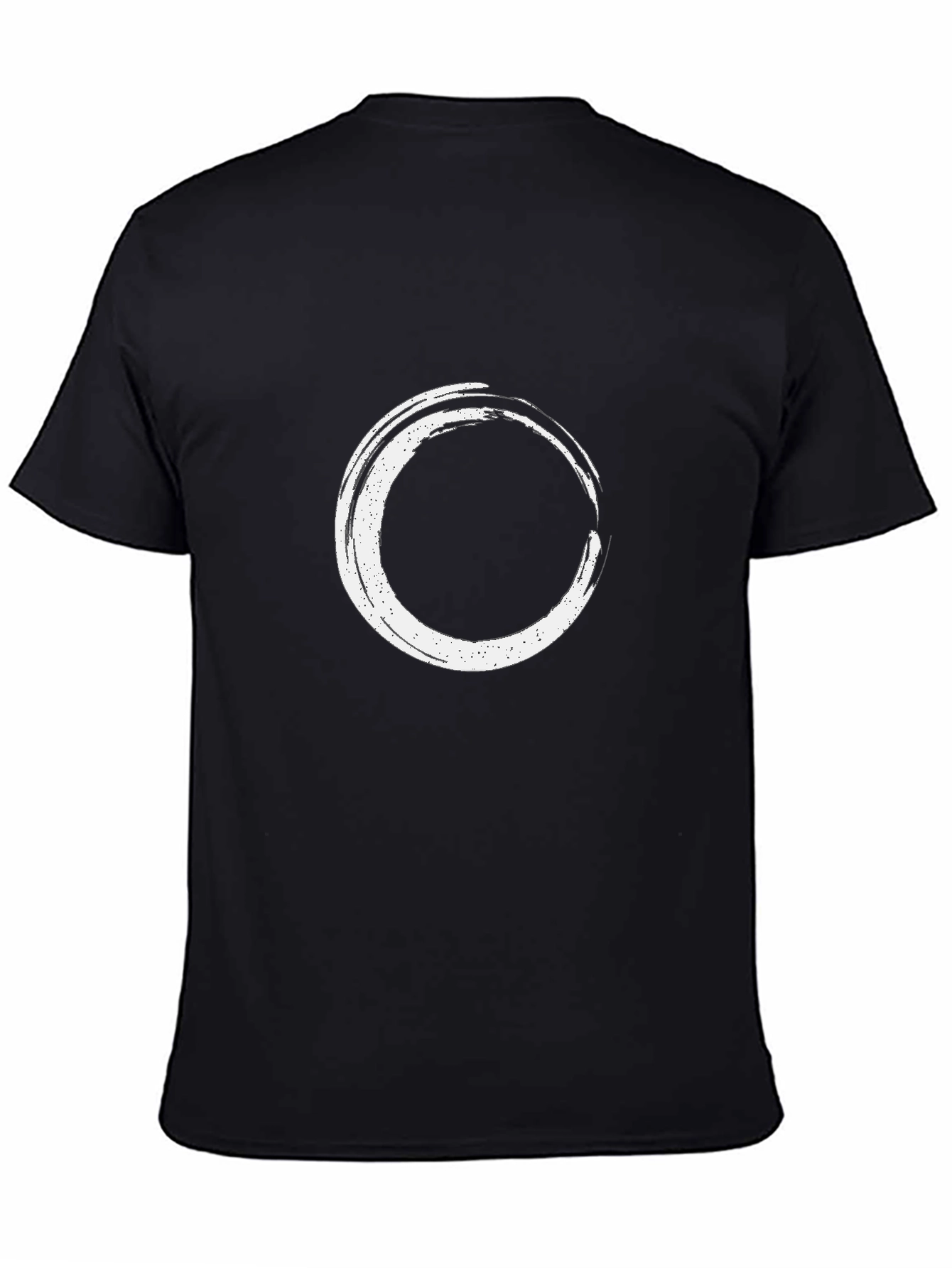 Black Men's Black T-Shirt with White Circle Graphic view 4