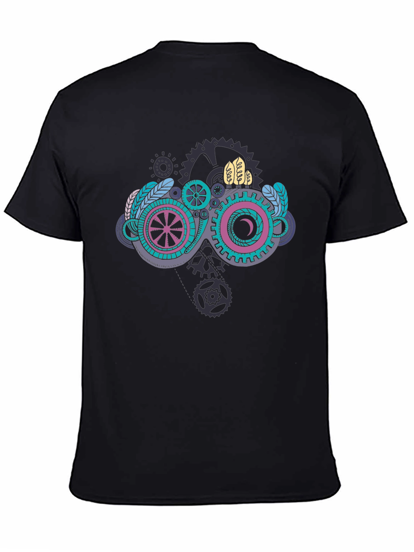Black Steampunk Goggles Graphic Black T-Shirt view 4