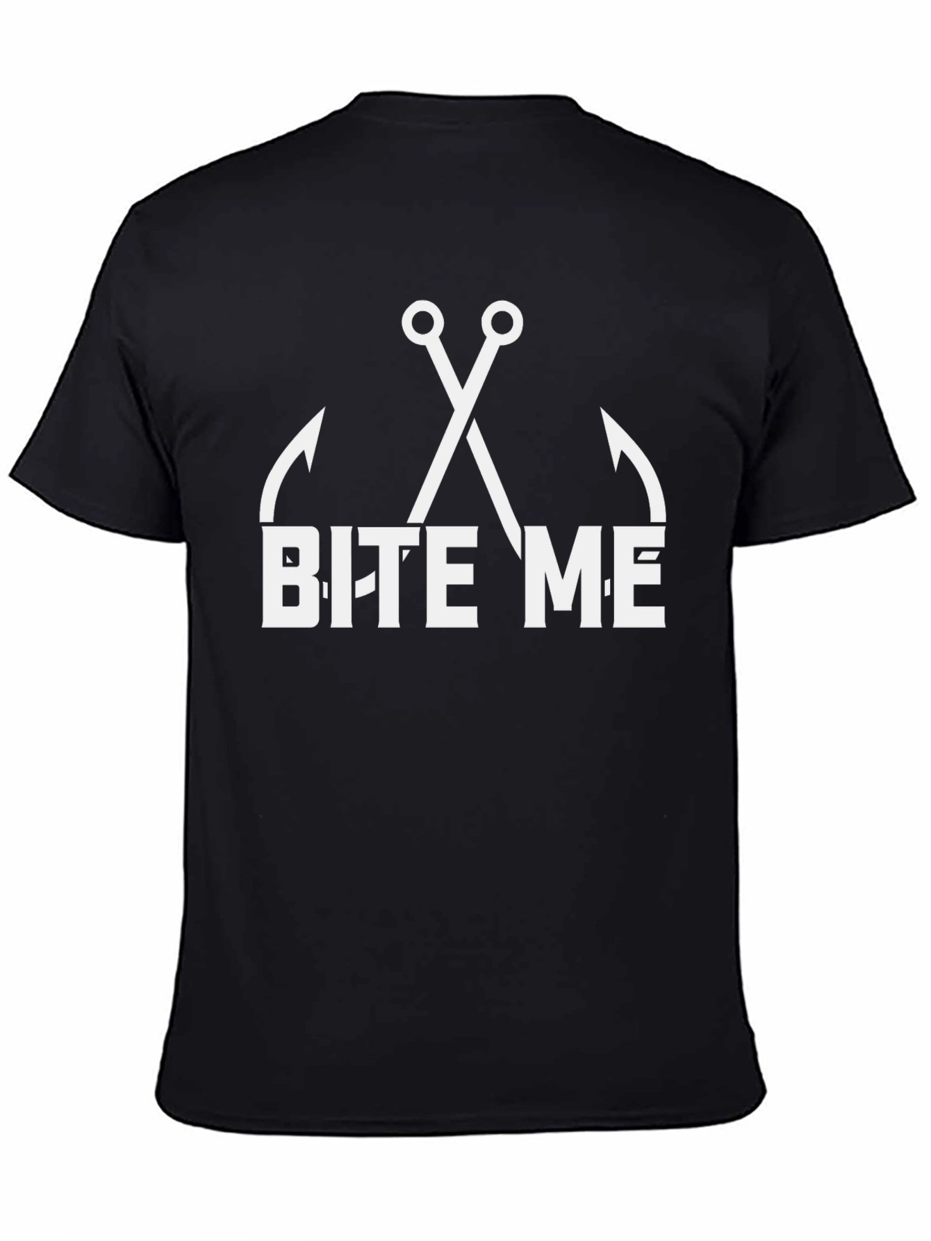 Black Bite Me Fishing Hook T-Shirt - Funny Angler Tee view 4
