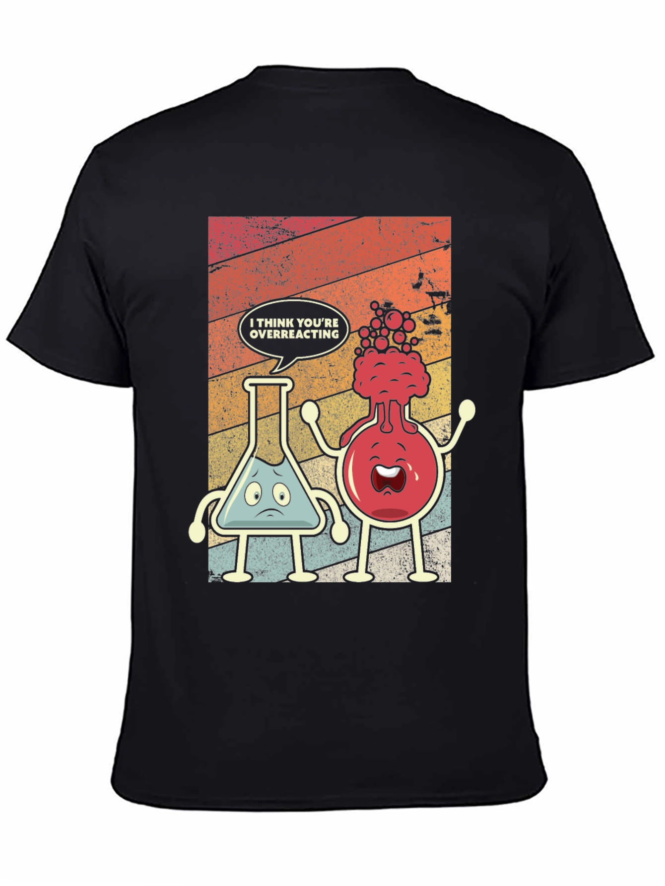 Black Funny Chemistry T-Shirt: Overreacting view 4