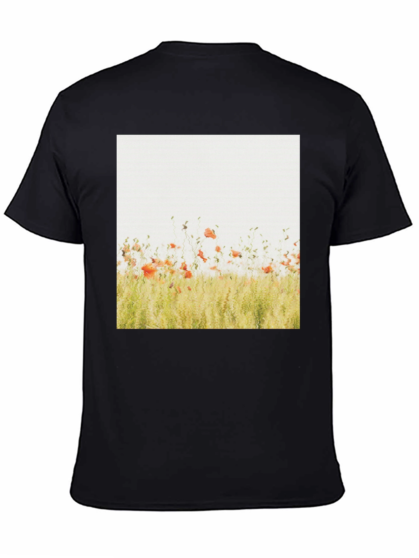 Black Floral Field Graphic Print Black T-Shirt view 4