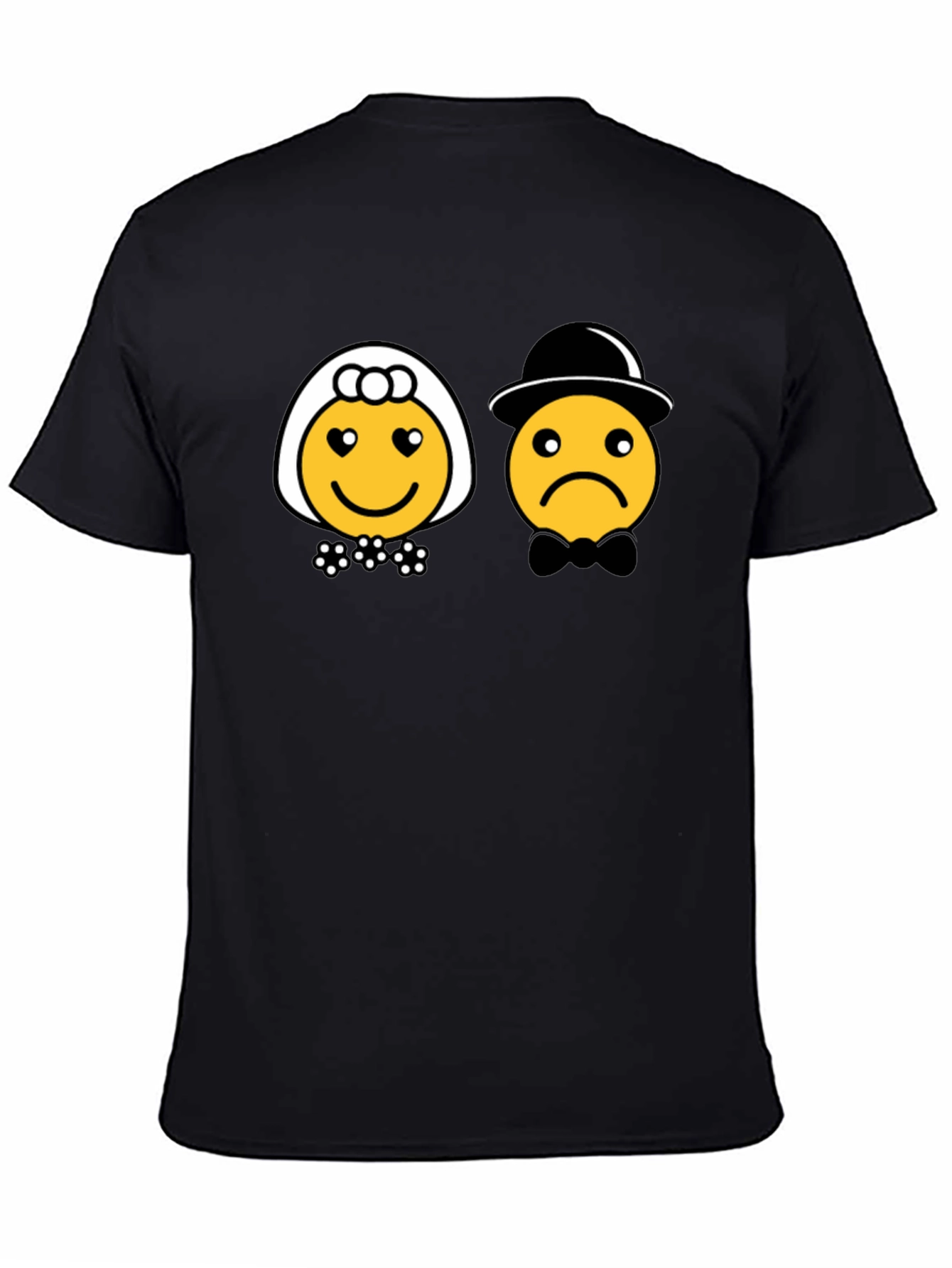Black Bride & Groom Emoji Black T-Shirt - Funny Wedding Tee view 4
