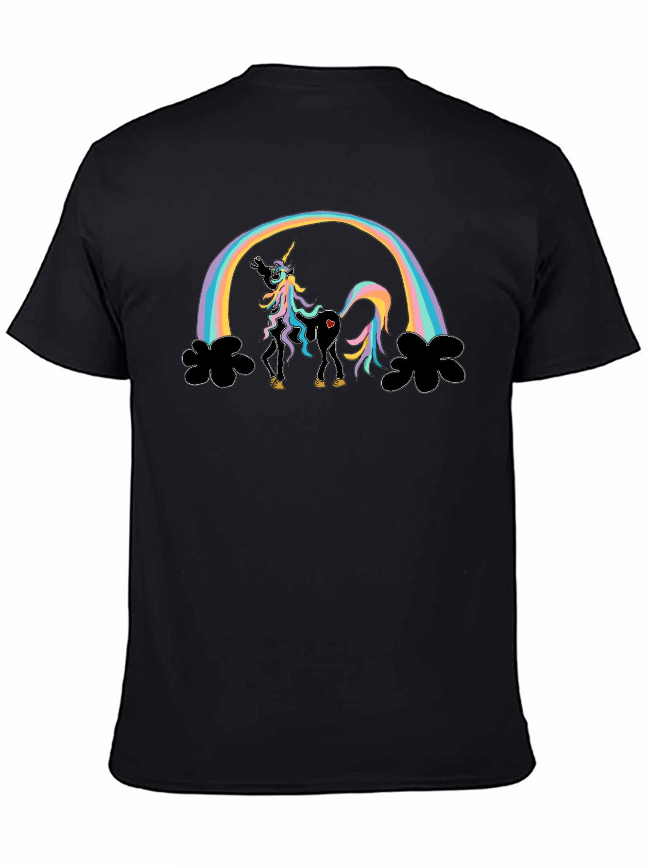 Black Rainbow Unicorn T-Shirt, Funny Design view 4