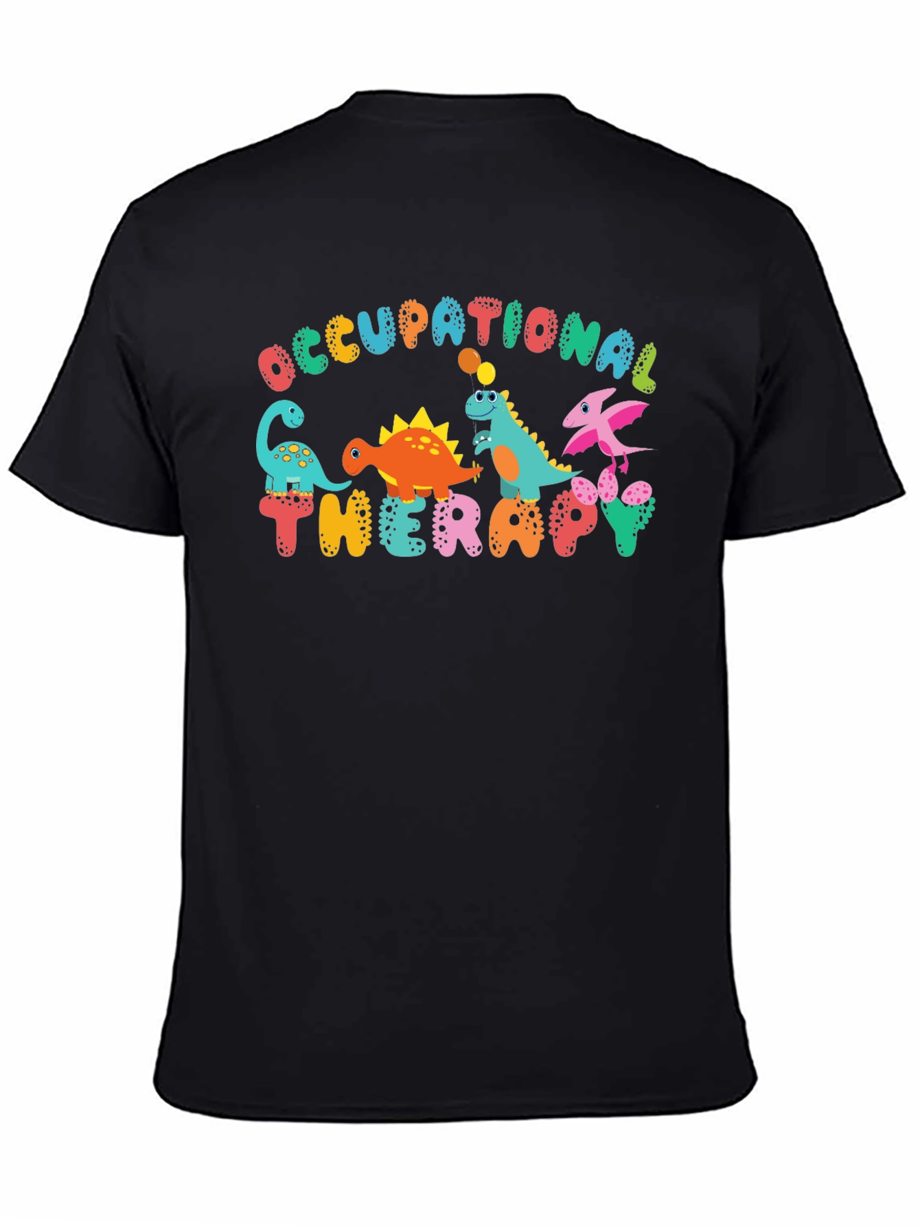Black Occupational Therapy Dinosaur T-Shirt view 4