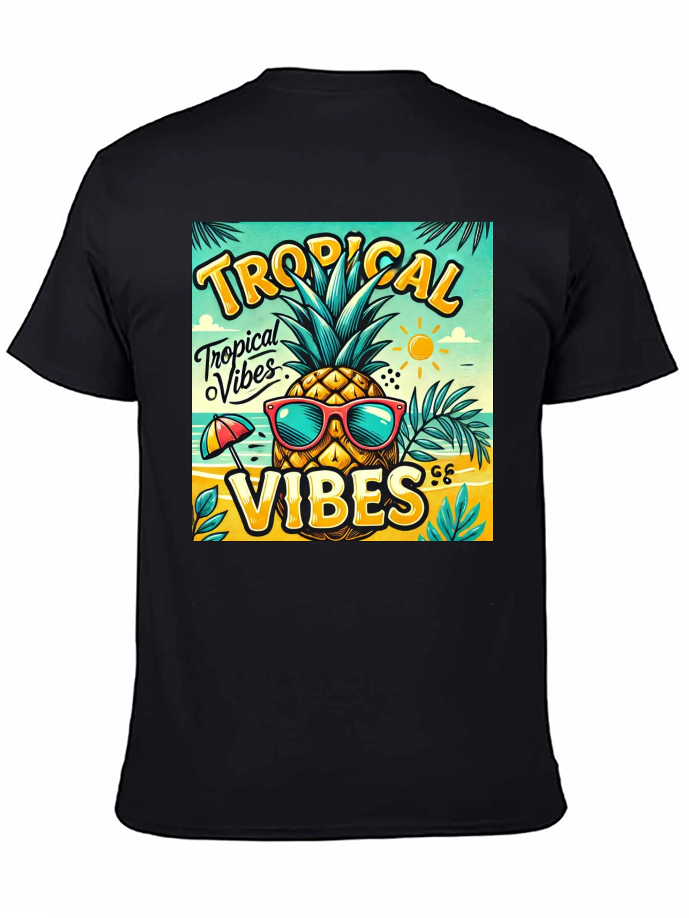 Black Tropical Vibes Pineapple T-Shirt view 4