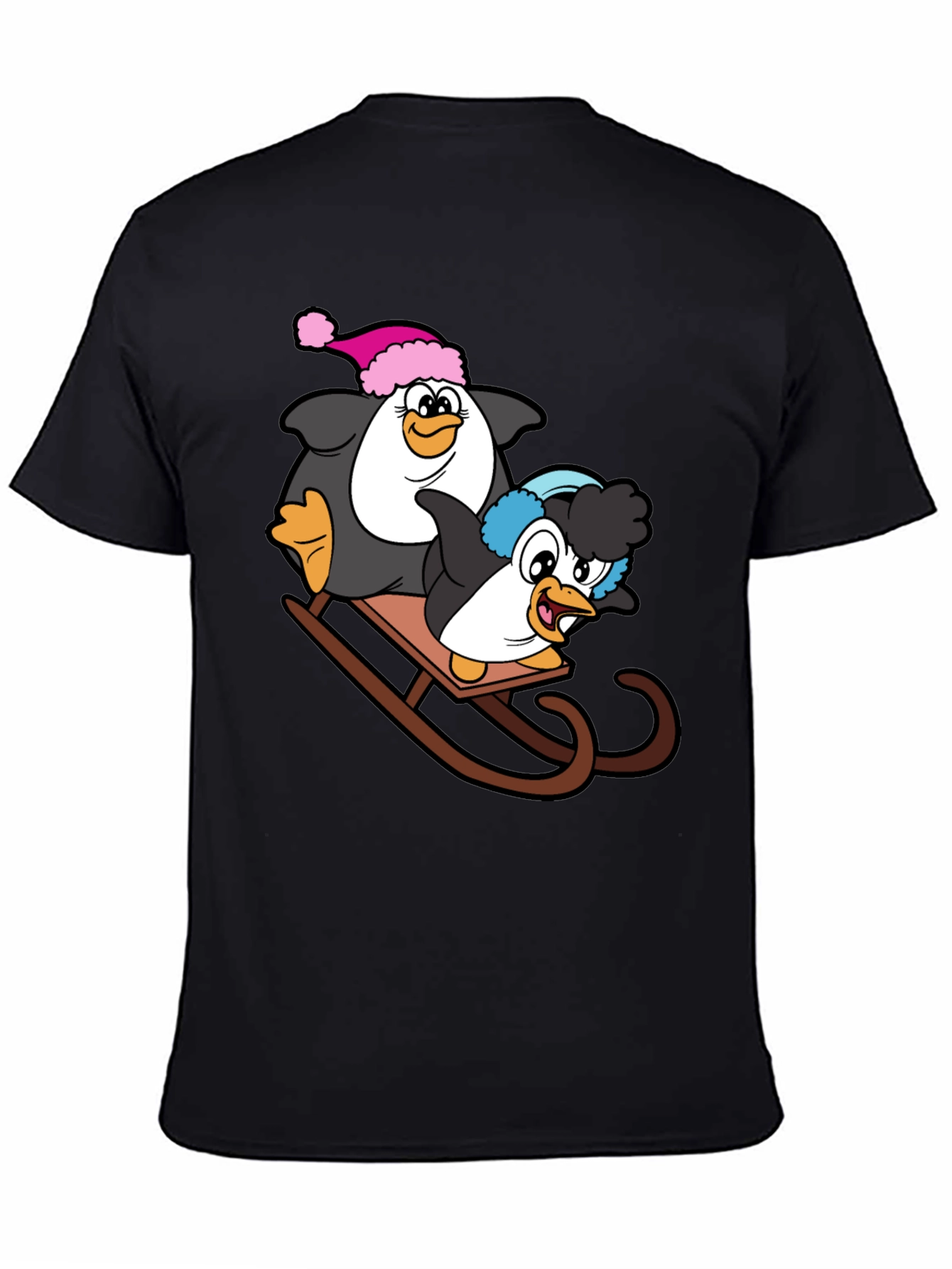 Black Penguin Sledding Graphic Tee view 4