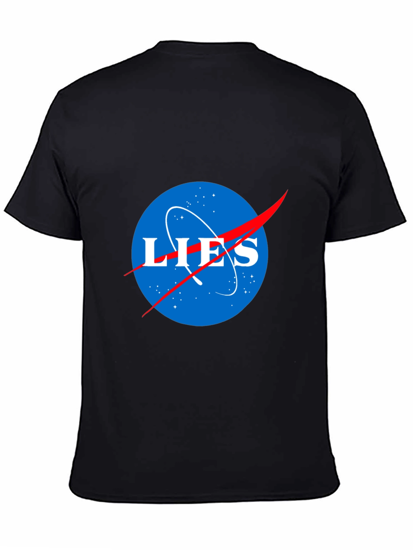 Black LIES NASA Parody T-Shirt - Conspiracy Humor Tee view 4