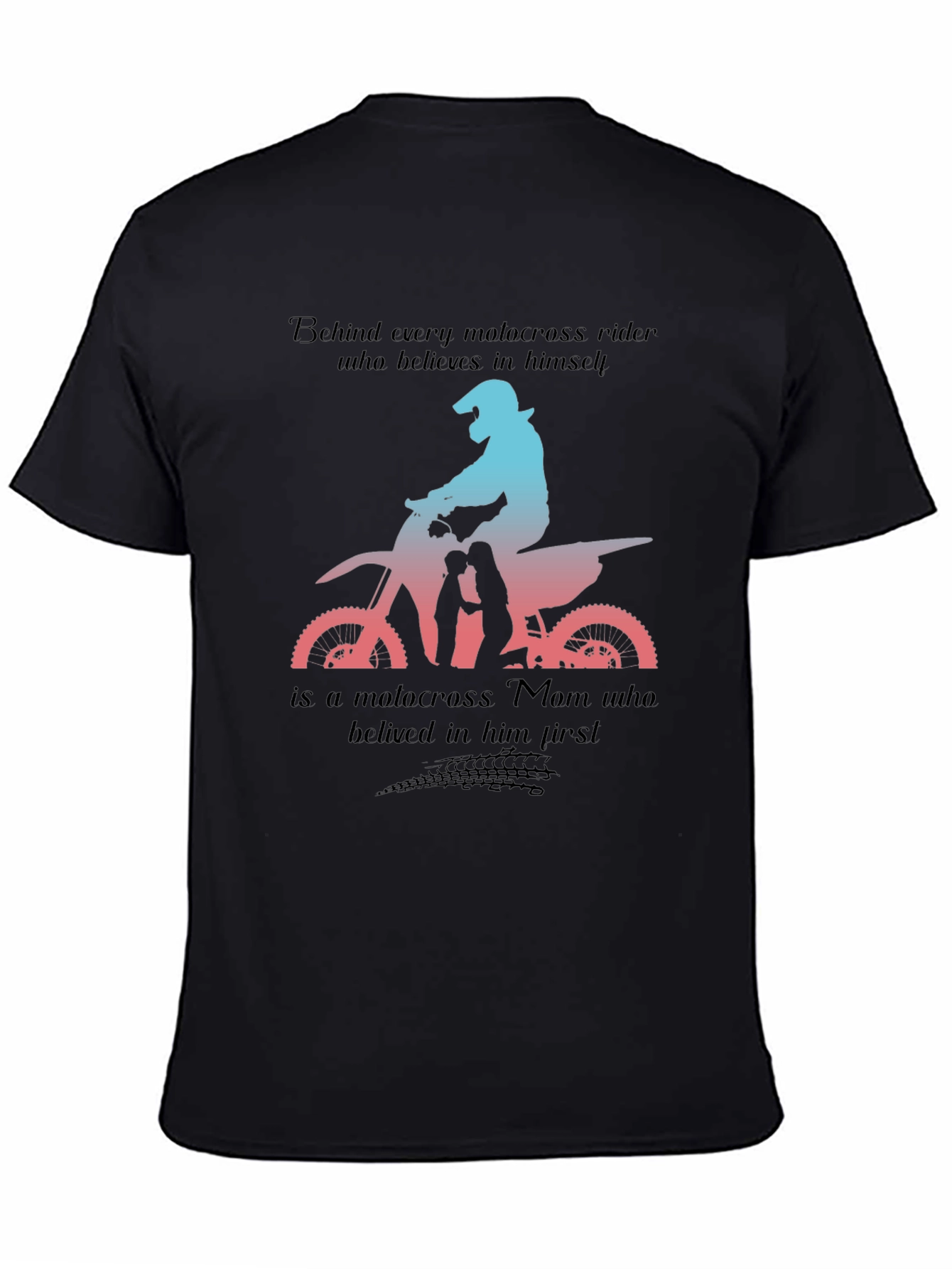 Black Motocross Mom T-Shirt: Behind Every Rider view 4