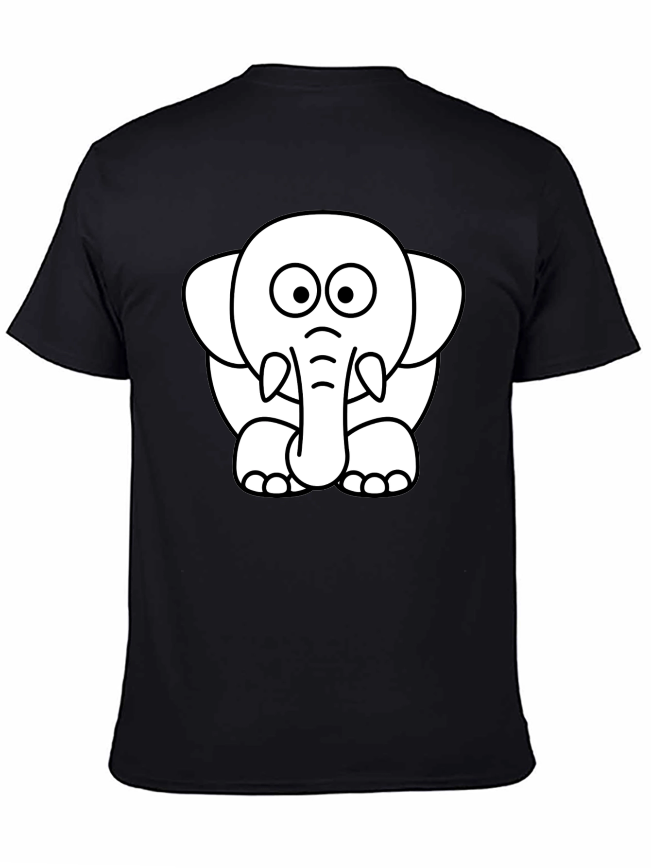 Black Cute Elephant Graphic Tee - Black Cotton T-Shirt view 4