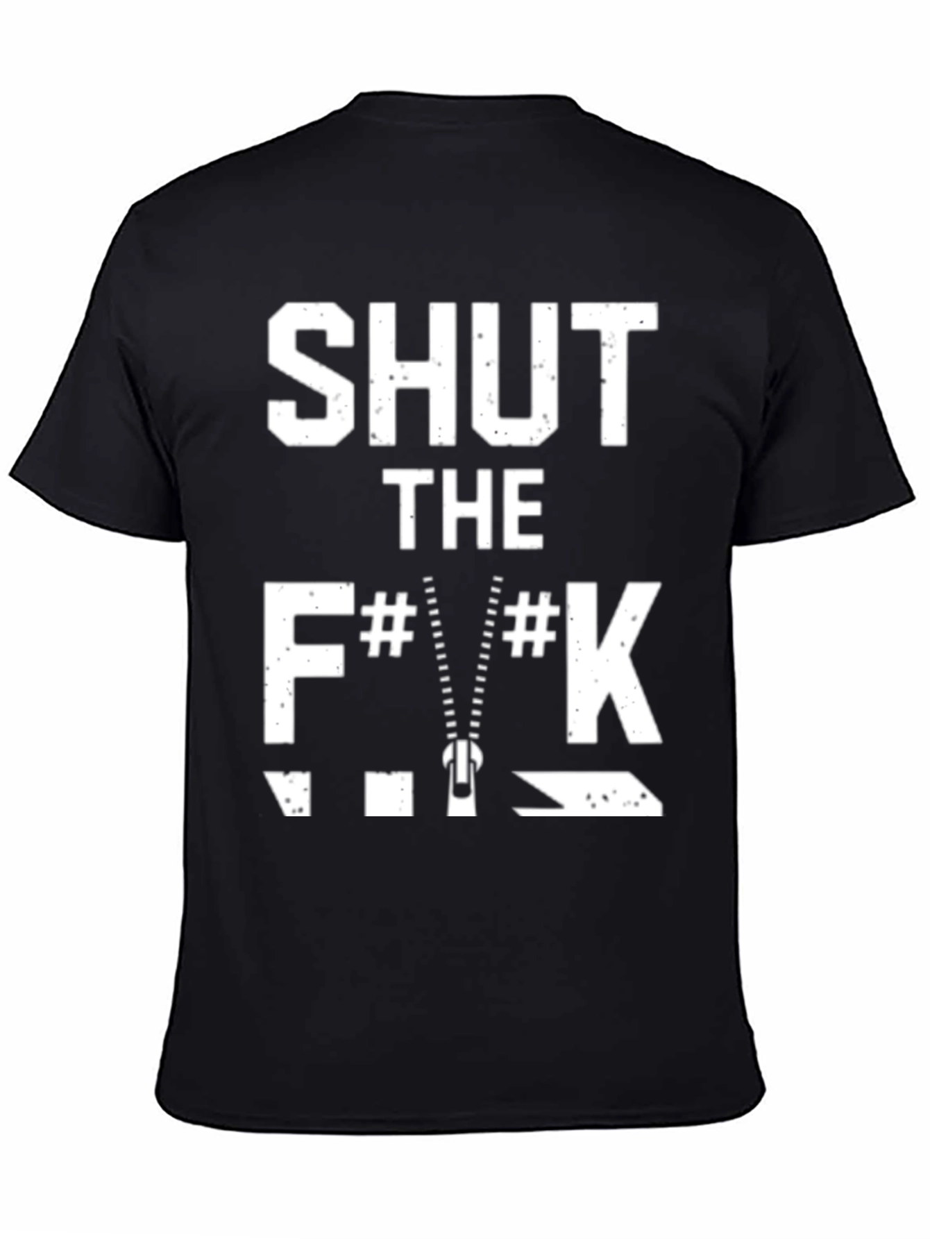 Black Shut The F**K Zipper Black T-Shirt view 4