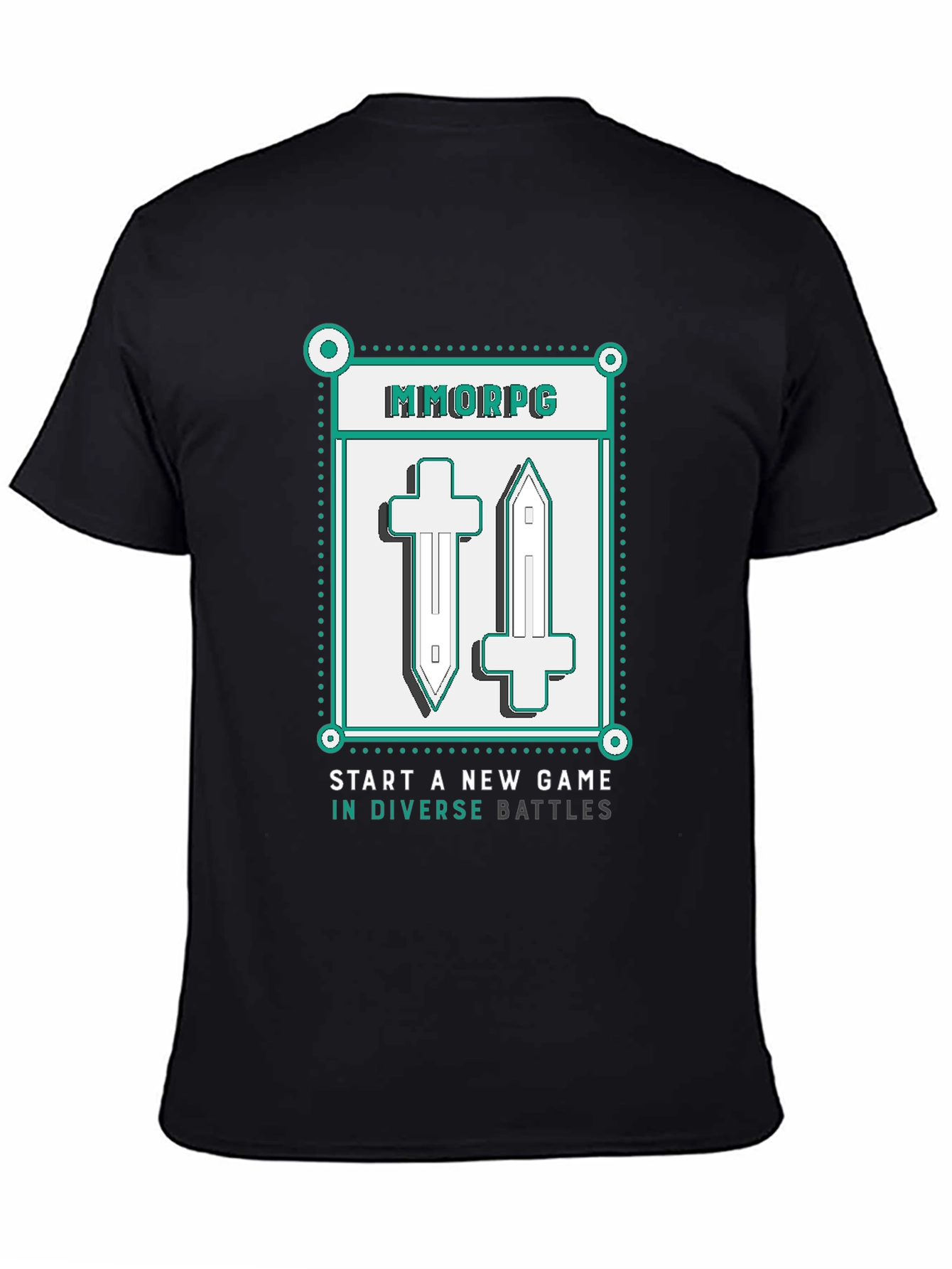 Black MMORPG Game Sword T-Shirt view 4