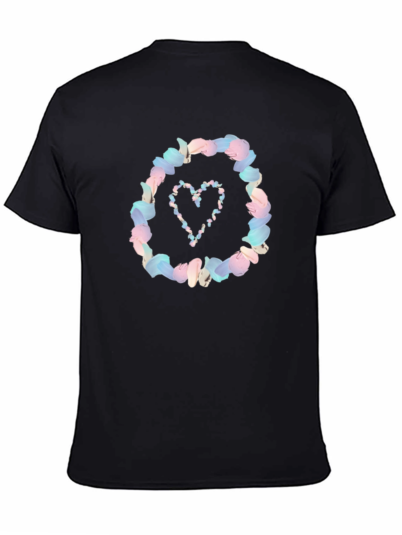 Black Floral Heart Graphic Black T-Shirt view 4