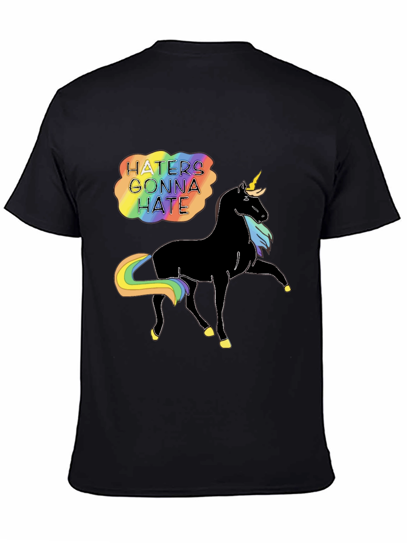 Black Haters Gonna Hate Unicorn Graphic Tee - Black view 4