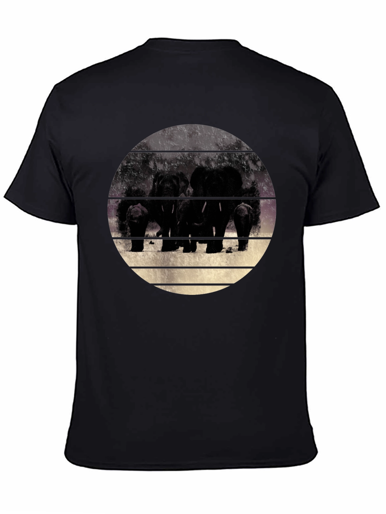 Black Elephant Family Graphic Black T-Shirt view 4