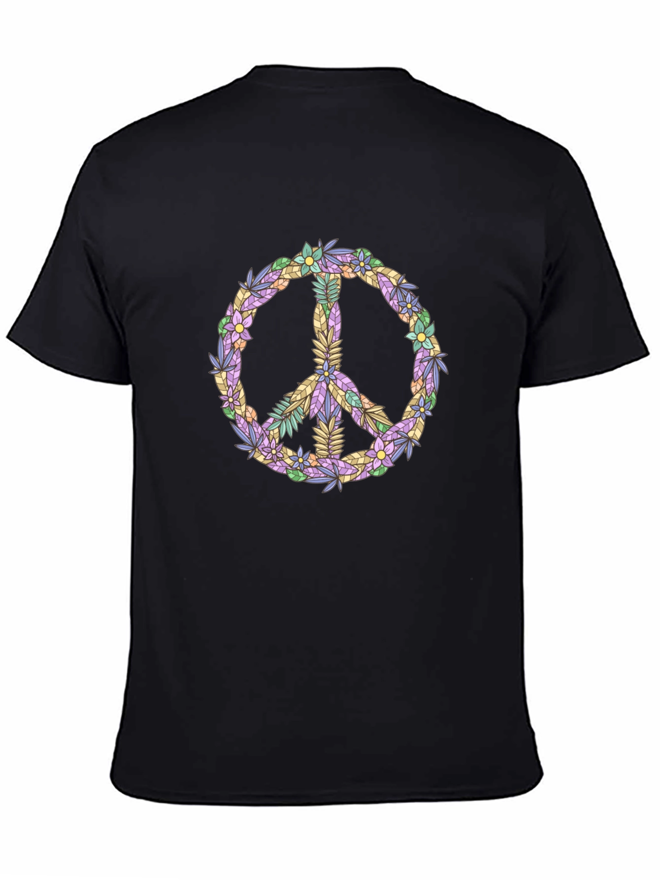 Black Floral Peace Sign Graphic Tee view 4