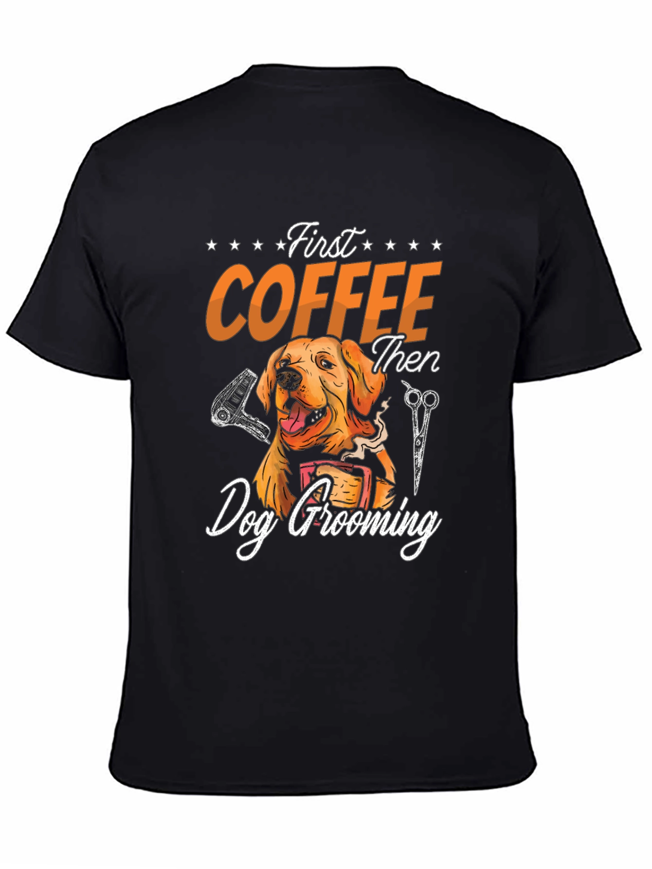 Black First Coffee Then Dog Grooming Graphic Tee view 4