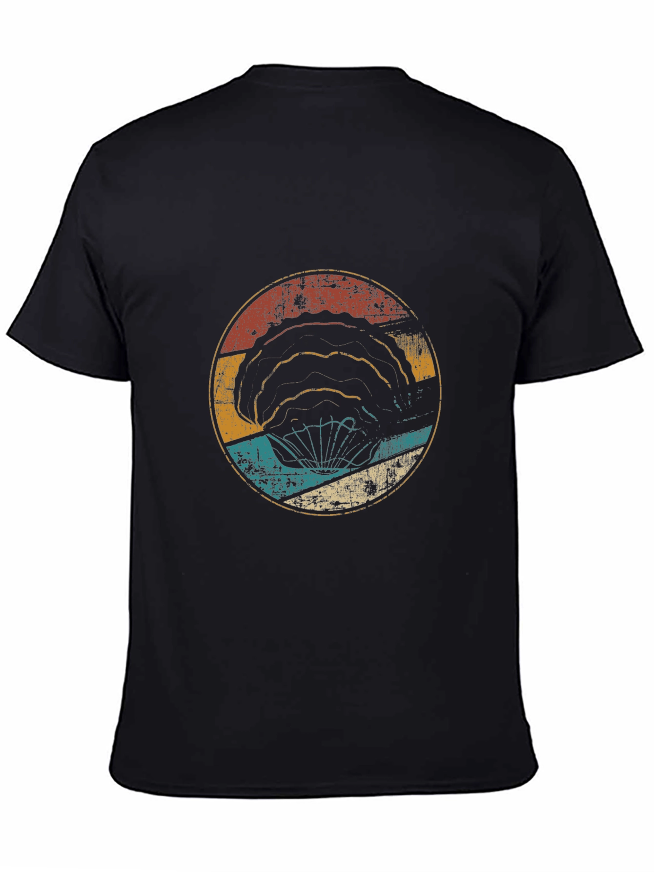 Black Vintage Parachute Circle Graphic Tee - Black view 4