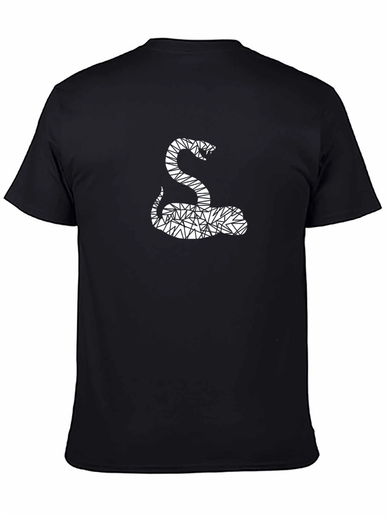Black Geometric Snake Graphic Tee - Black Cotton Blend view 4